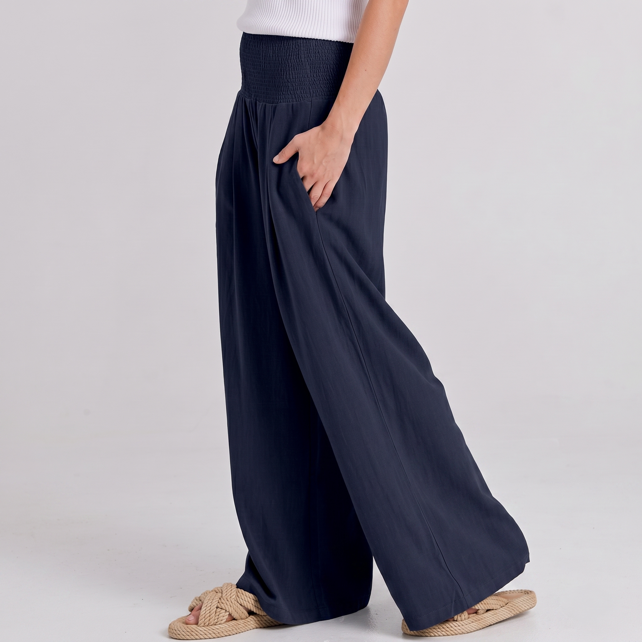 Summer And Boho Casual Wide Leg Linen Palazzo For Women