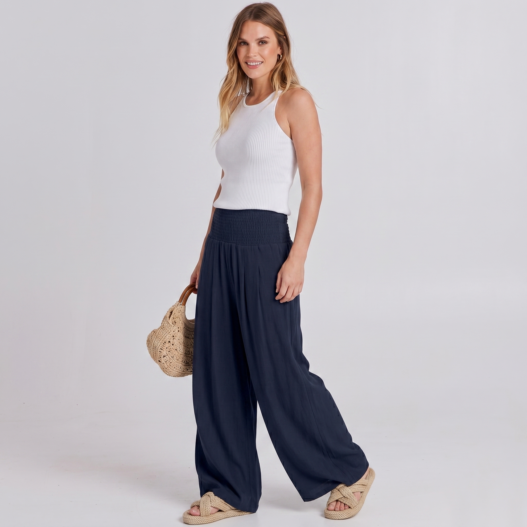 Summer And Boho Casual Wide Leg Linen Palazzo For Women