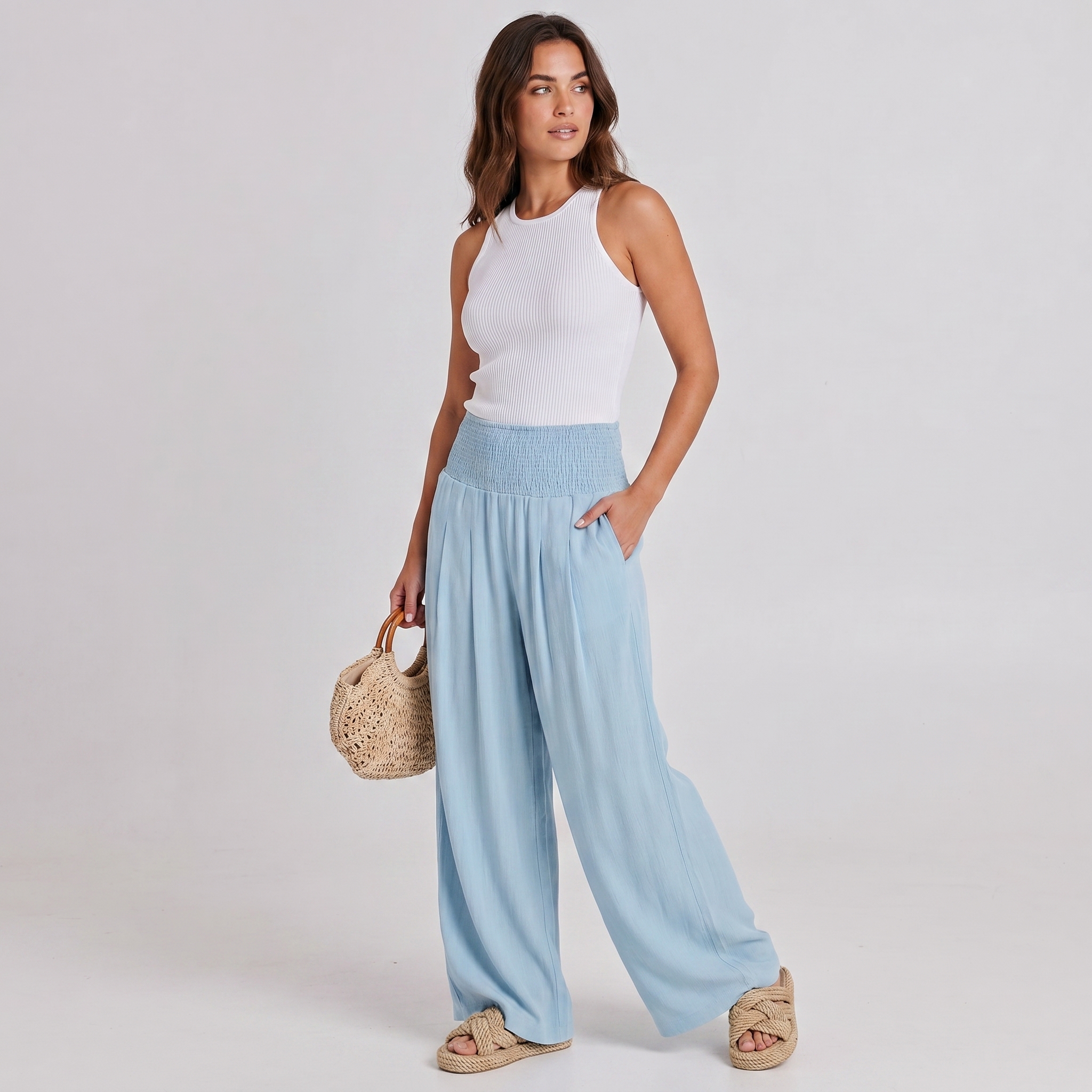 Summer And Boho Casual Wide Leg Linen Palazzo For Women