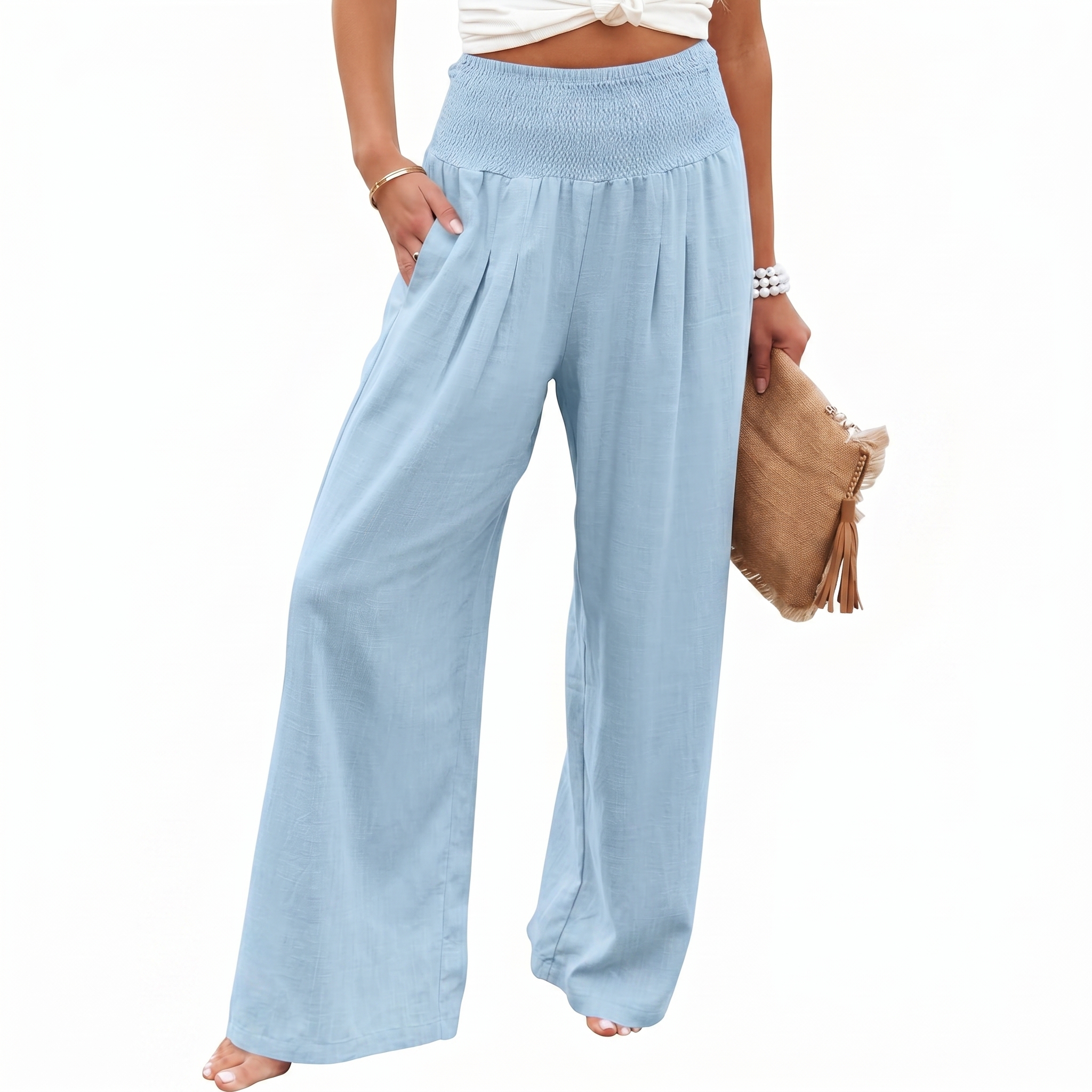 Summer And Boho Casual Wide Leg Linen Palazzo For Women