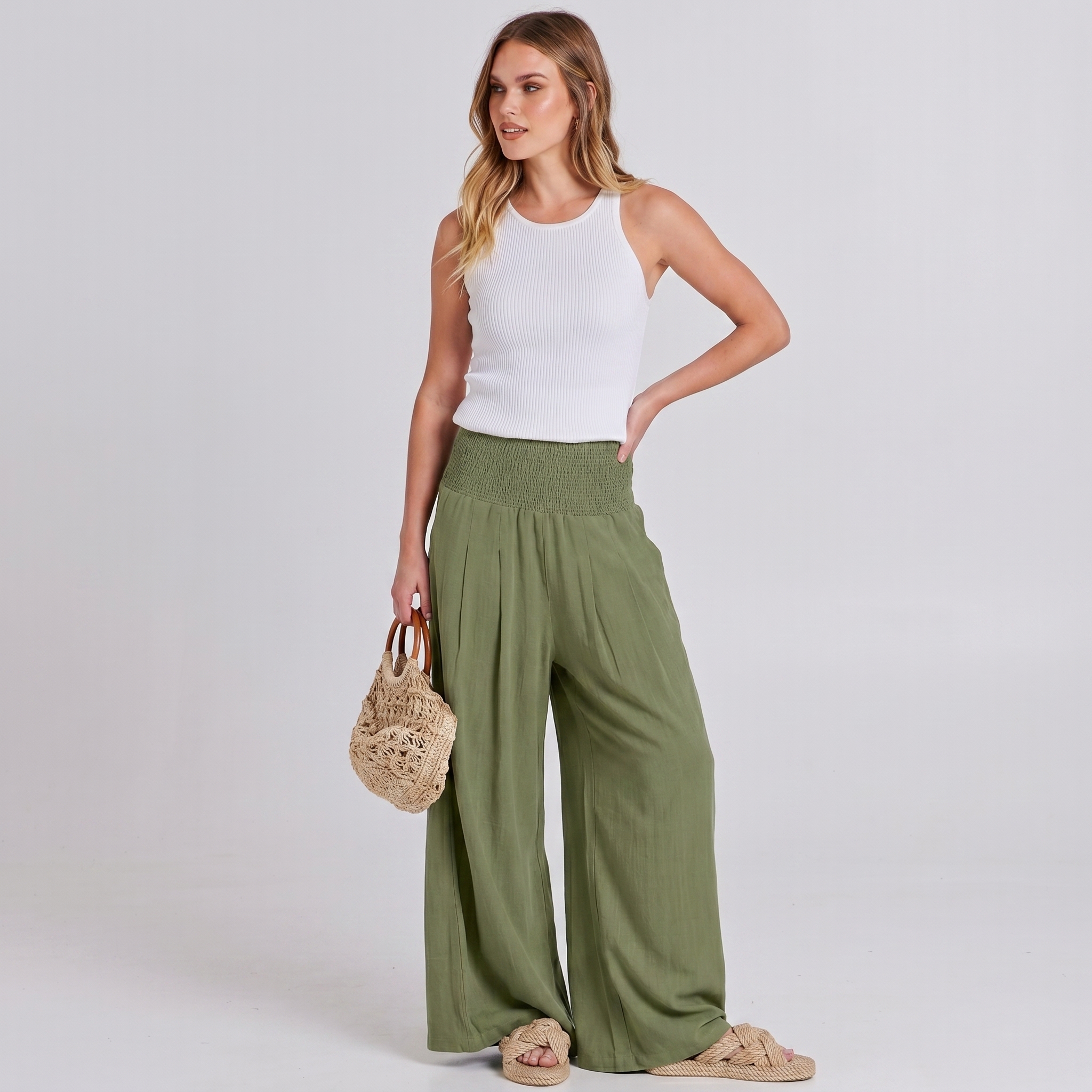 Summer And Boho Casual Wide Leg Linen Palazzo For Women