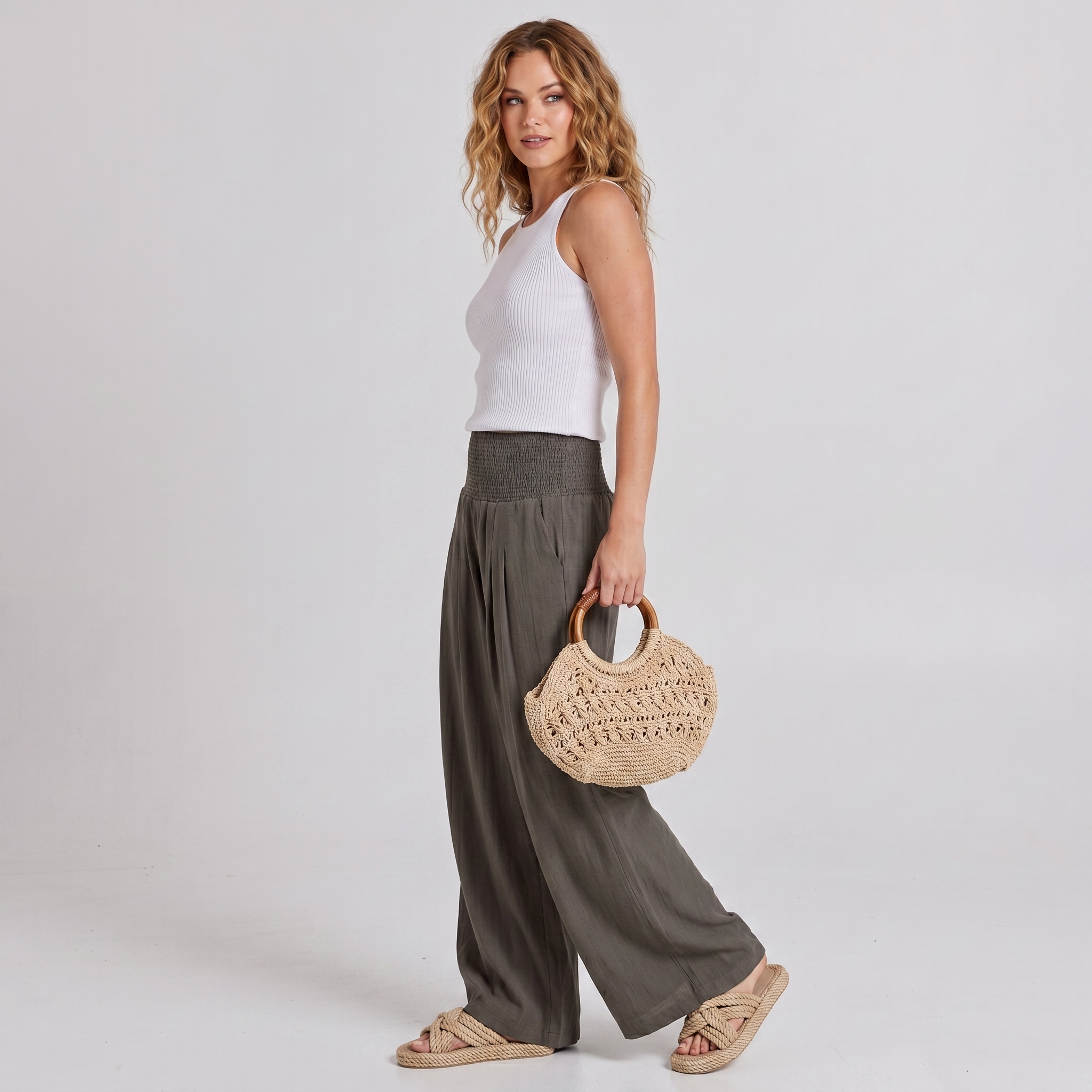 Summer And Boho Casual Wide Leg Linen Palazzo For Women