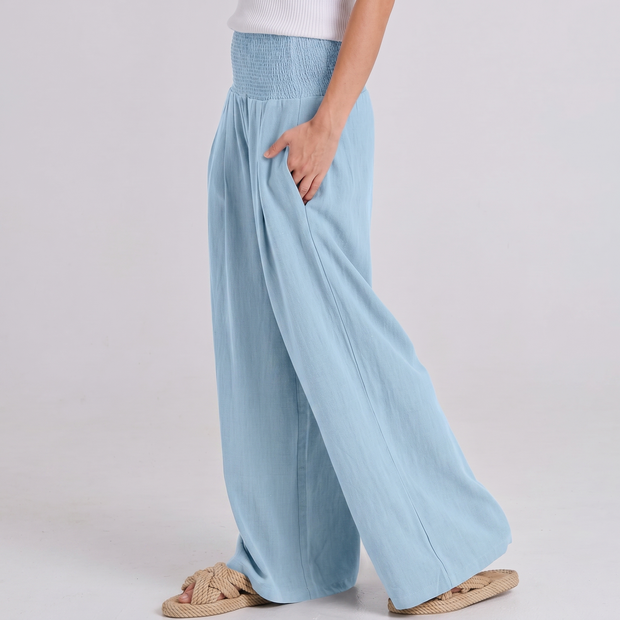 Summer And Boho Casual Wide Leg Linen Palazzo For Women