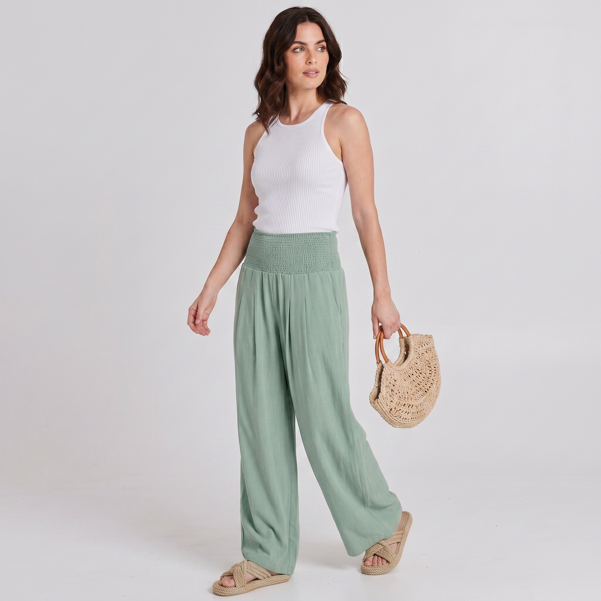 Summer And Boho Casual Wide Leg Linen Palazzo For Women