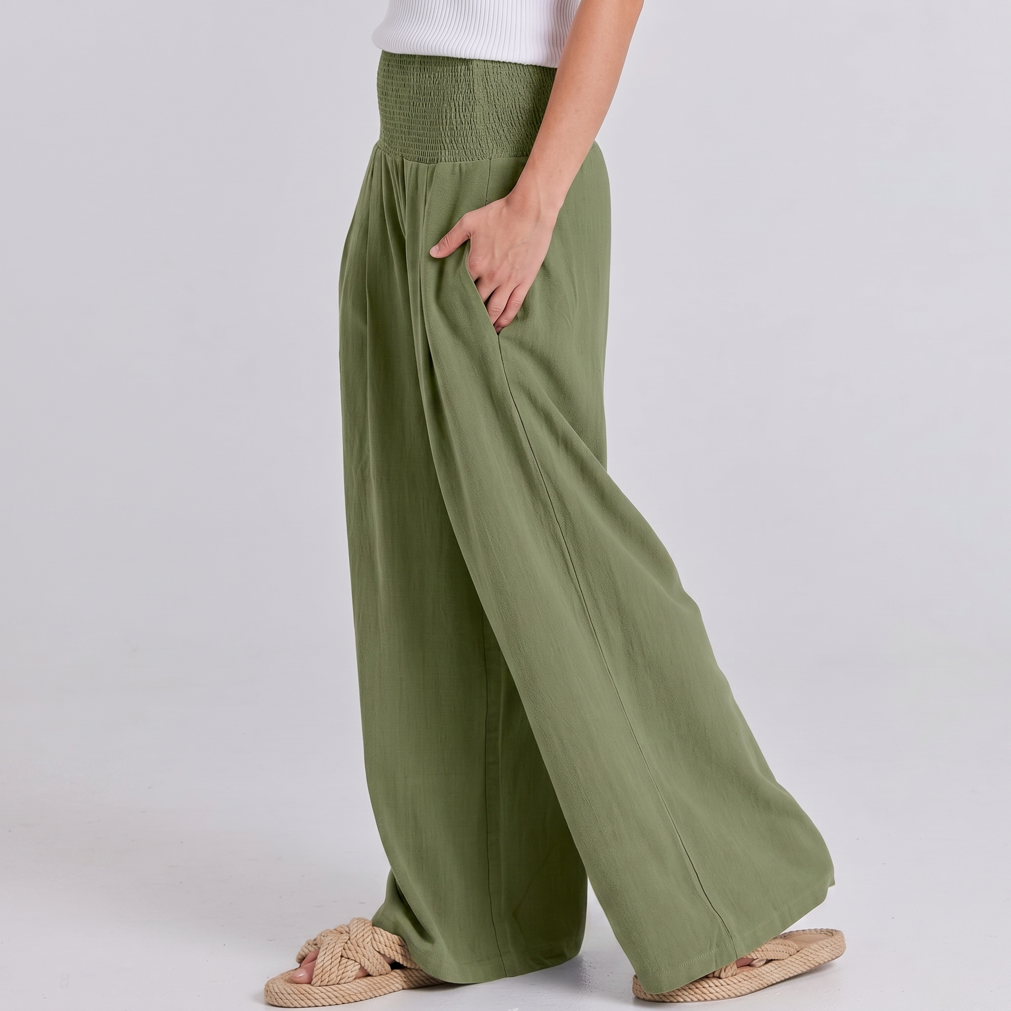Summer And Boho Casual Wide Leg Linen Palazzo For Women