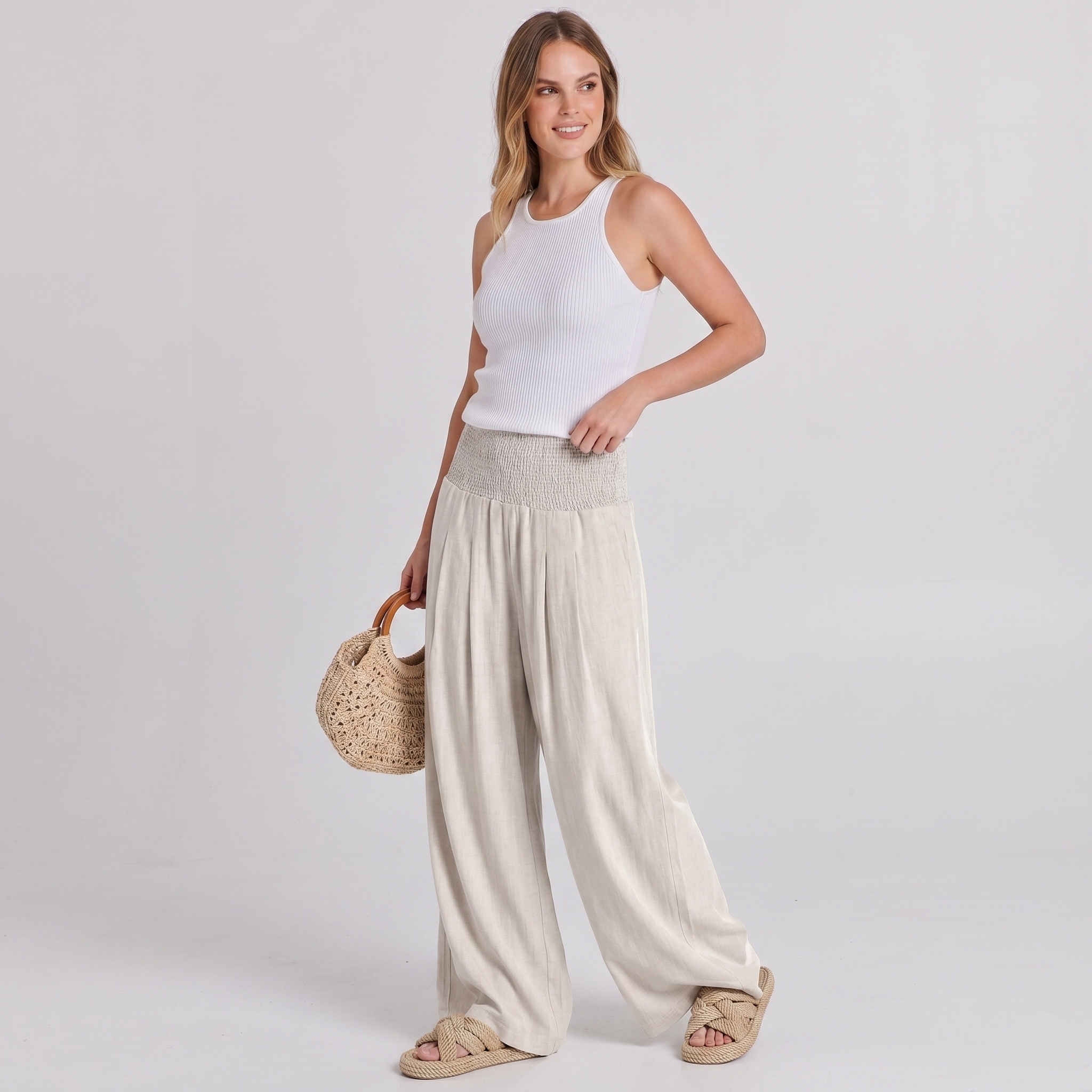 Summer And Boho Casual Wide Leg Linen Palazzo For Women