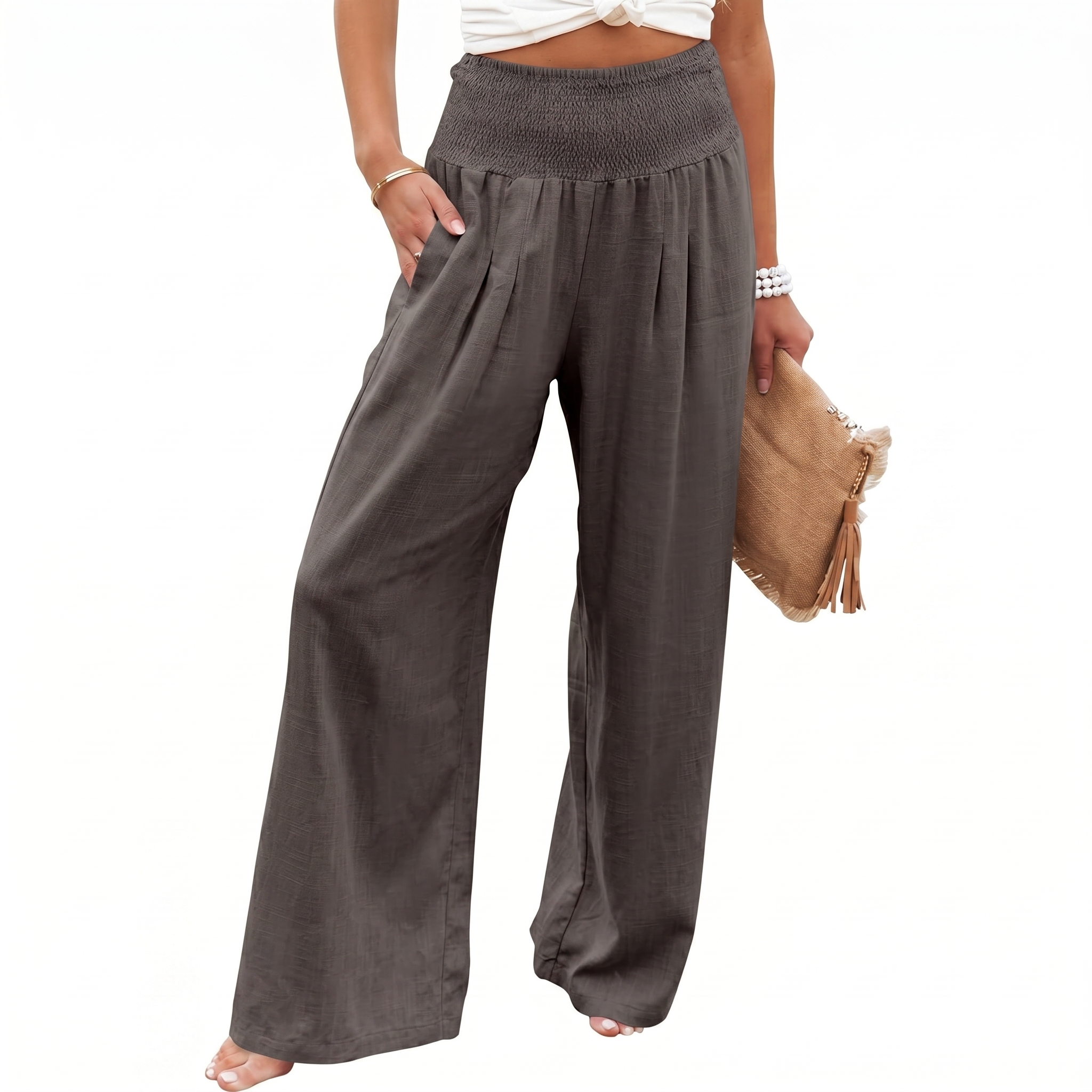 Summer And Boho Casual Wide Leg Linen Palazzo For Women