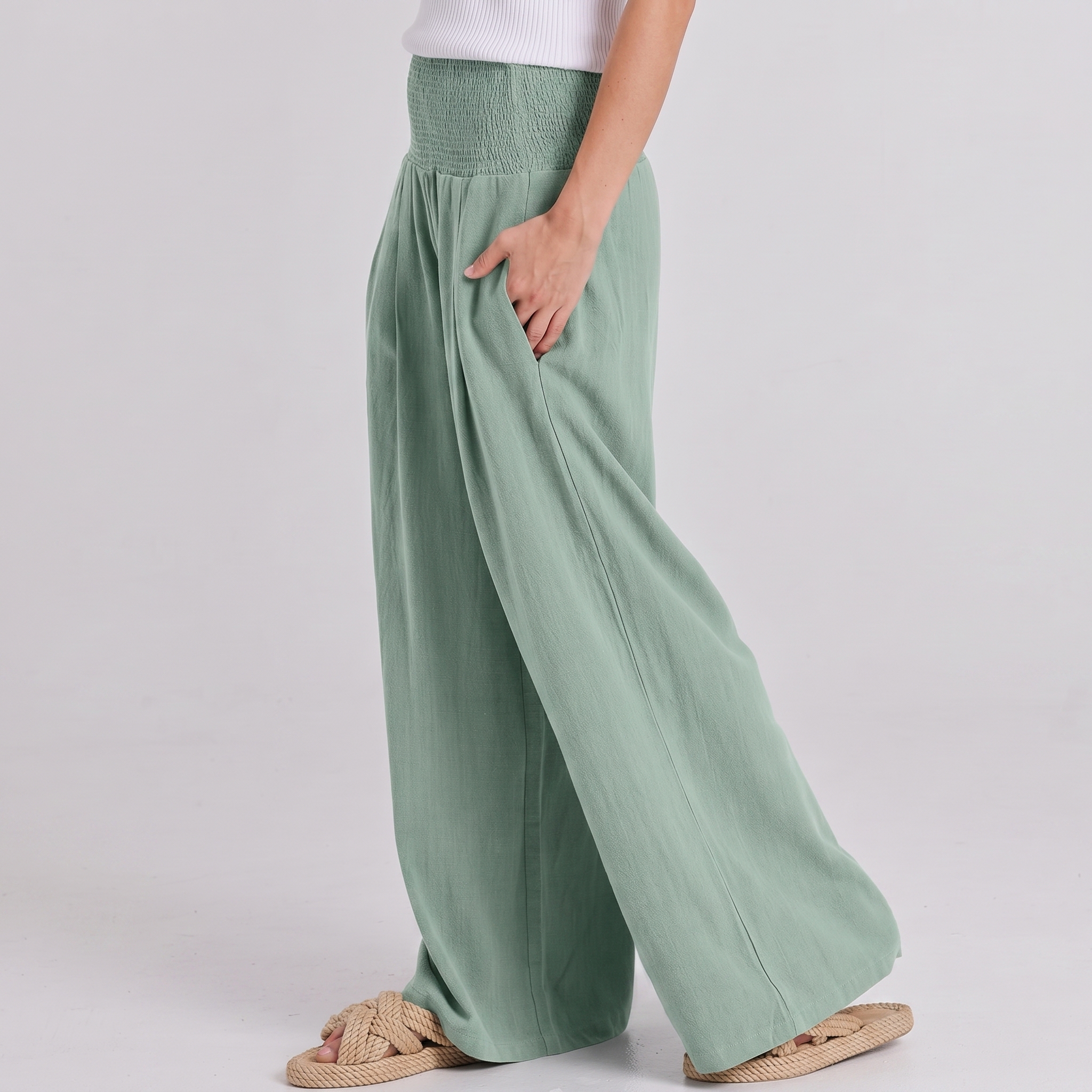 Summer And Boho Casual Wide Leg Linen Palazzo For Women