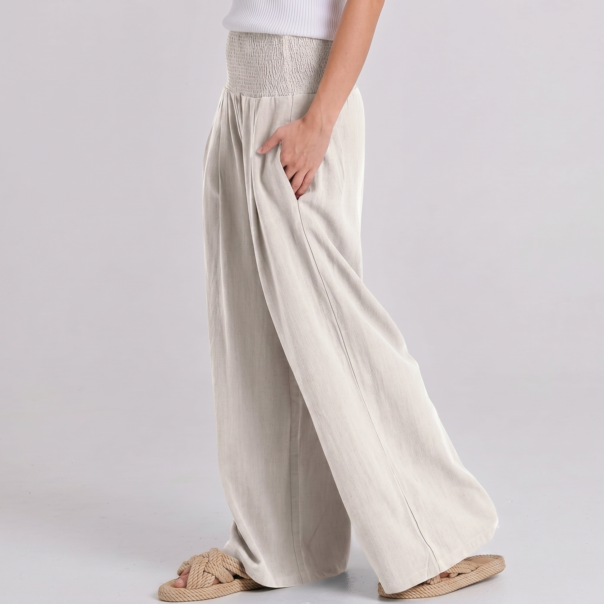 Summer And Boho Casual Wide Leg Linen Palazzo For Women