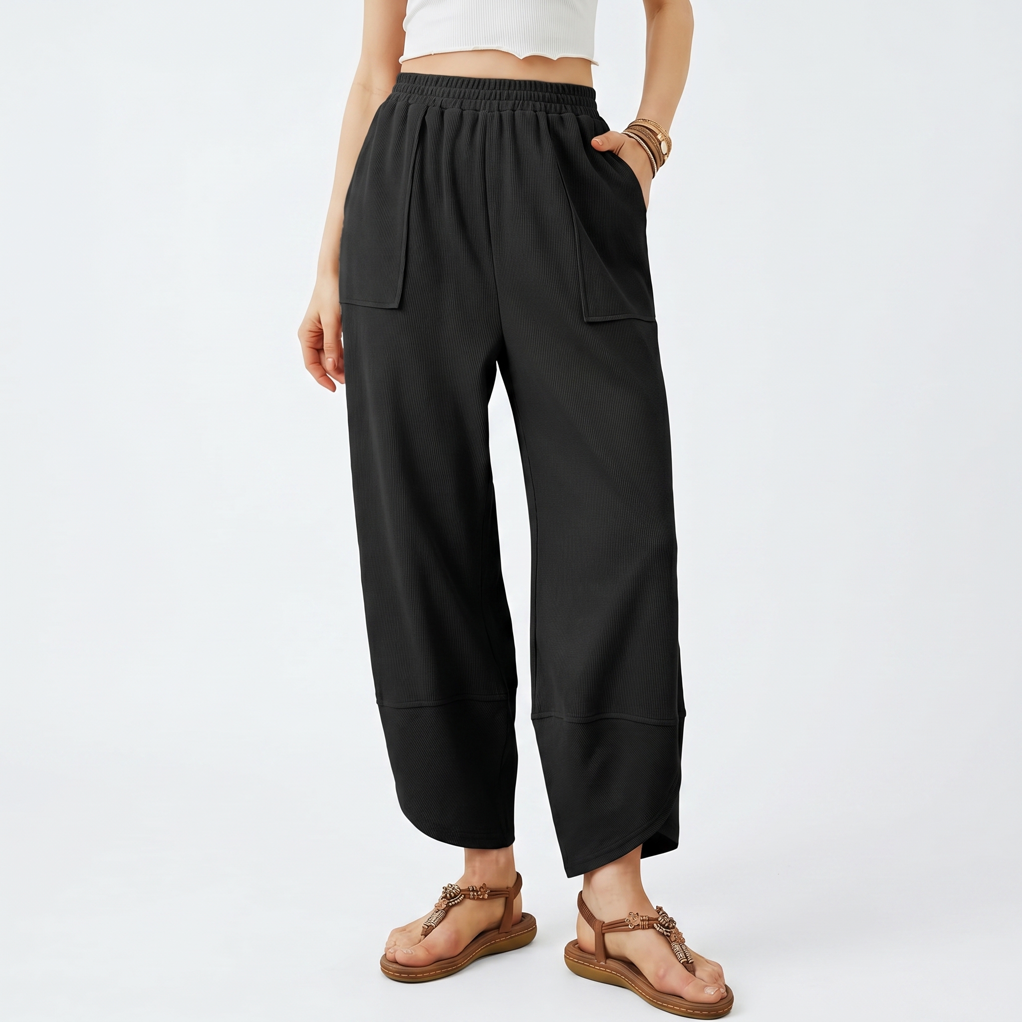 Wide And Leg Baggy Casual Palazzo Pants Pockets For Women