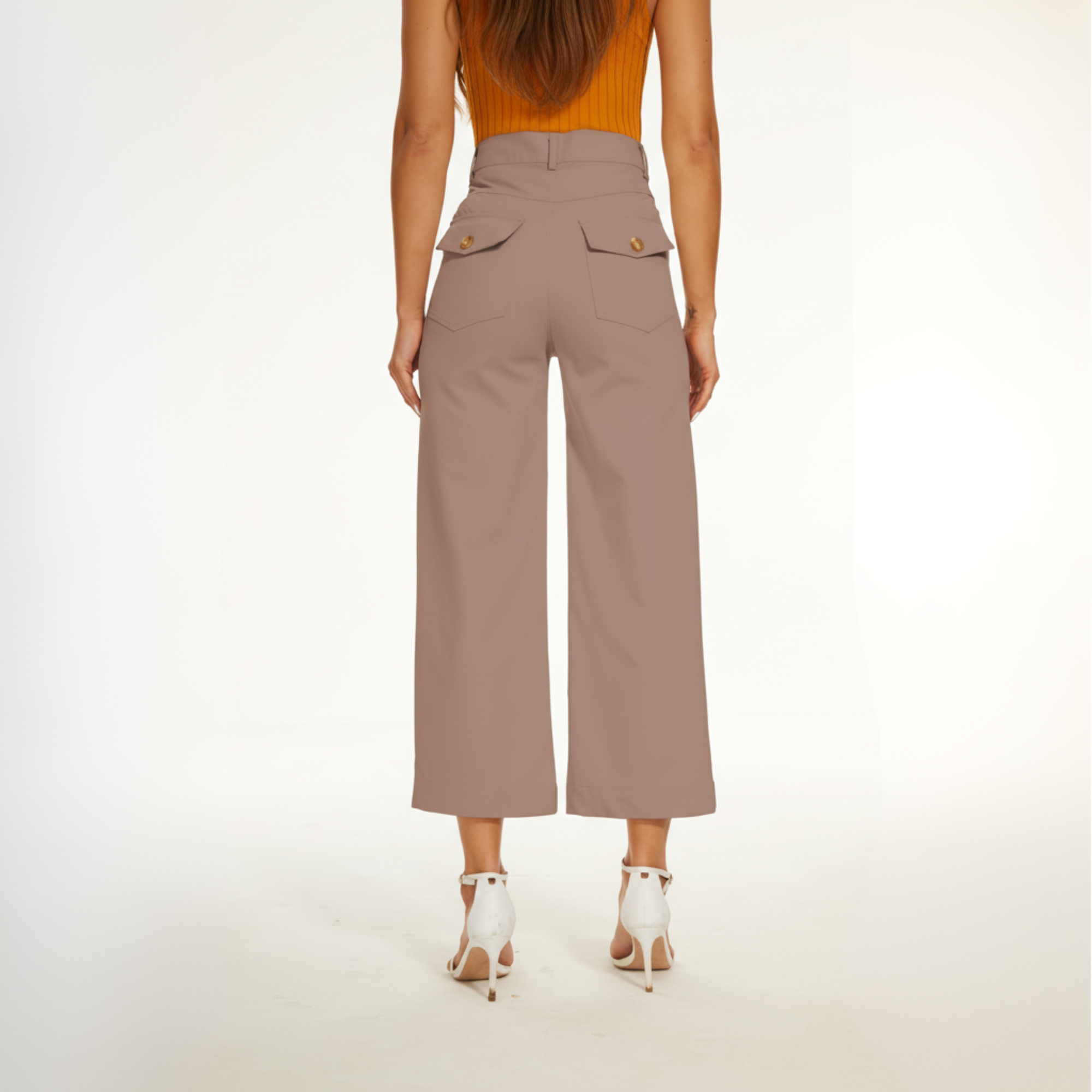 Stretch Twill Cropped Wide Leg Pant