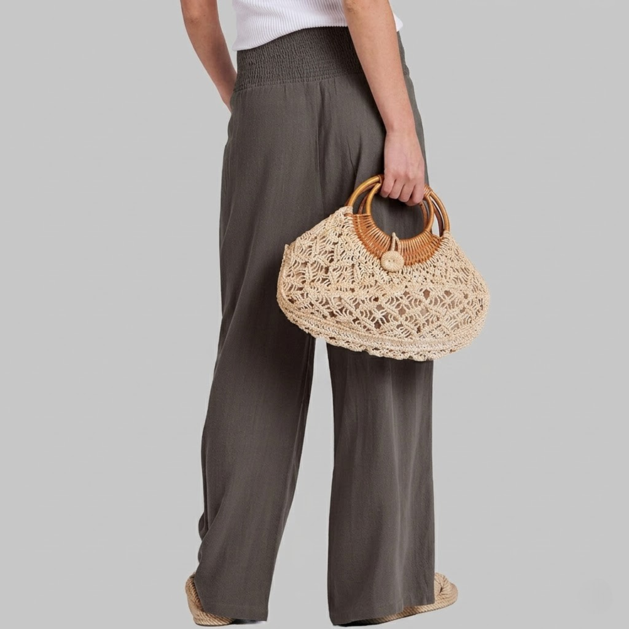 Wide Leg Linen Palazzo Pants for Women Casual Boho