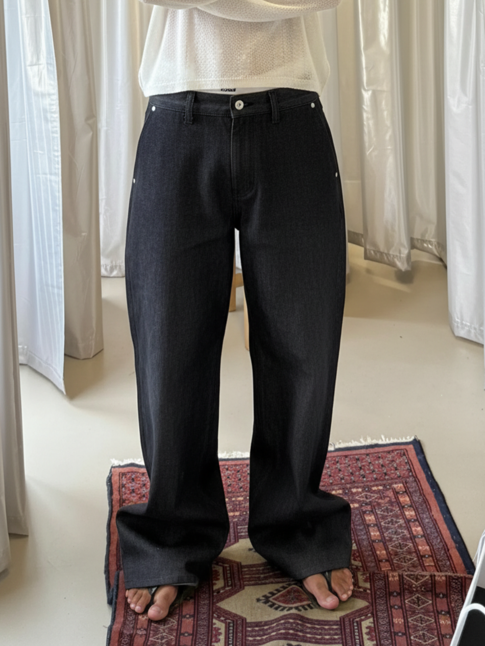 130Z Wide Leg Raw DenimTimeless Raw Denim Jeans With Wide Fit - Image 4