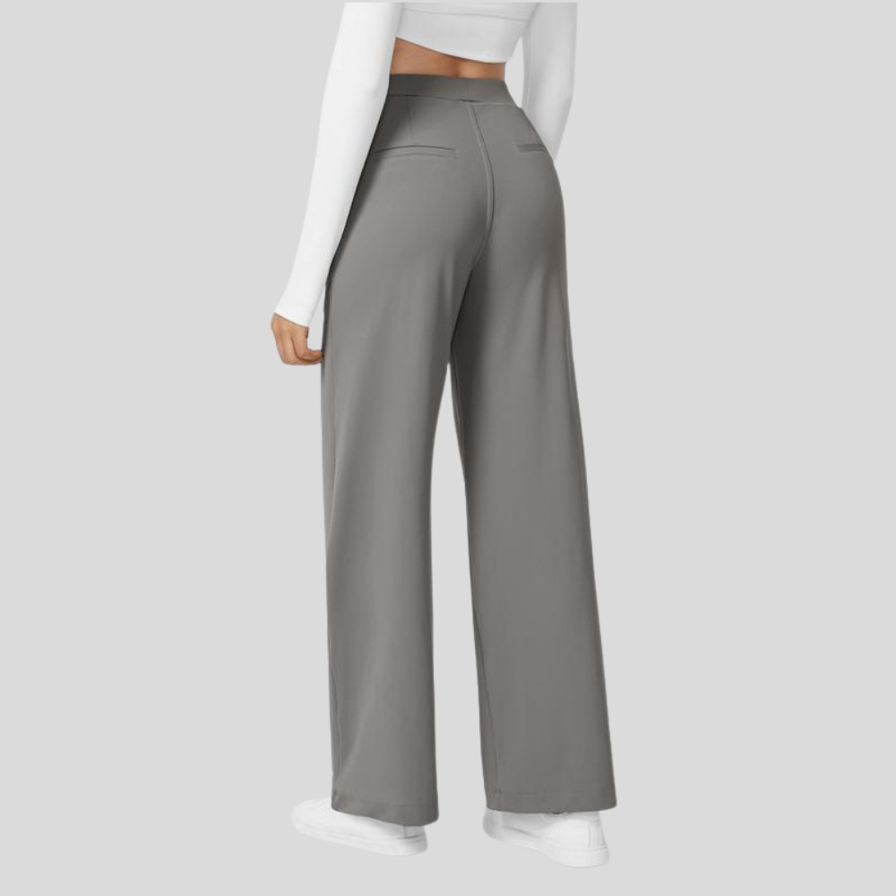 High Waisted Straight Pants With Side Pocket