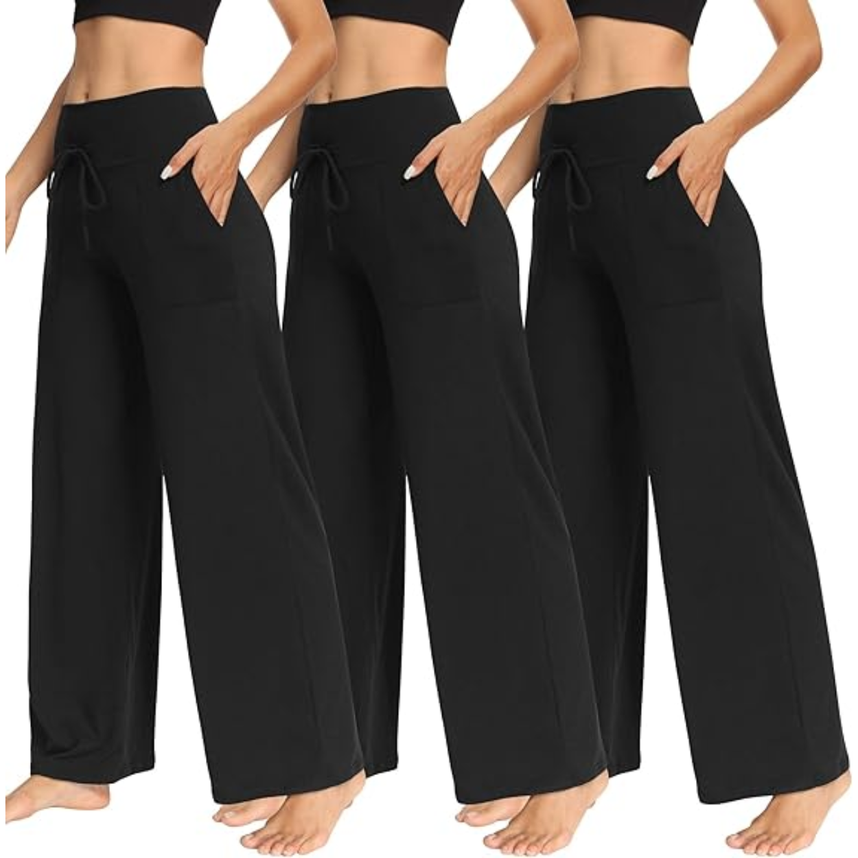 Pack Of 3 Palazzo Lounge Pants With Pockets For Women
