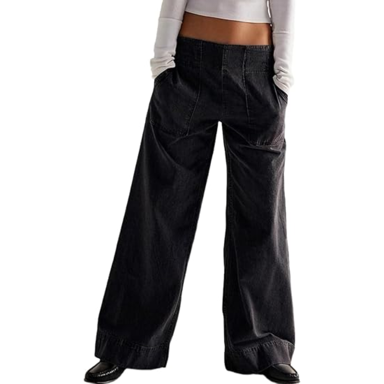 Soft Baggy Denim Pants With Pull On Style And Elastic Fit For Women