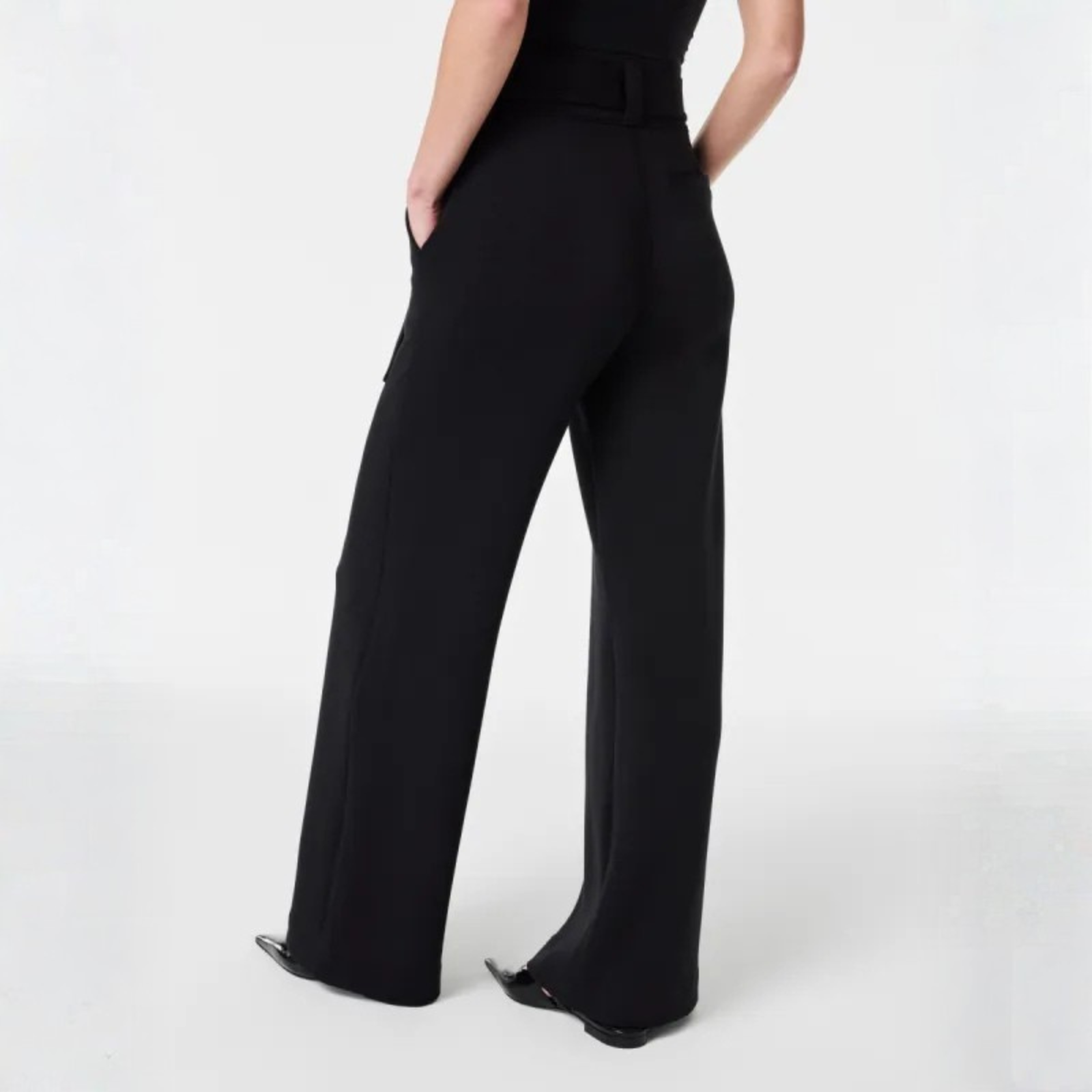 High Rise Tie Waist Wide Lounge Pants With Front PocketsHigh Rise Tie Wide Lounge Pants With Front Pockets - Image 4