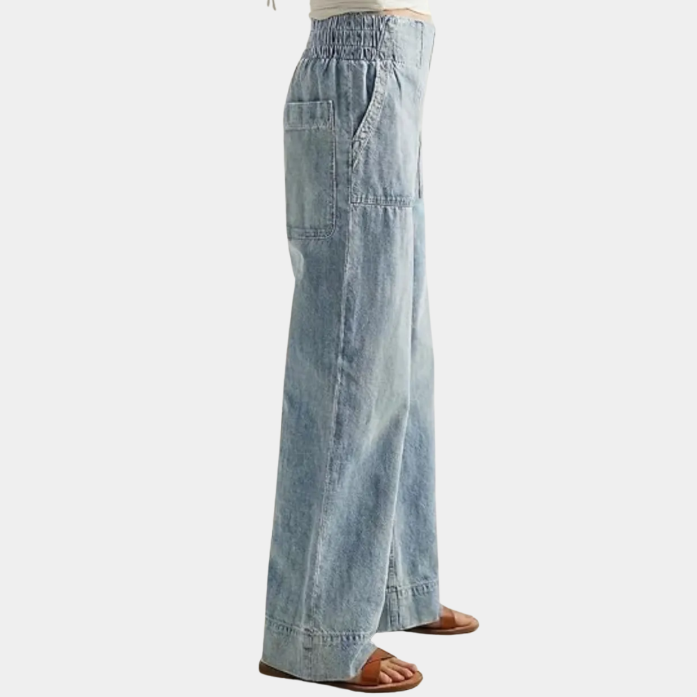 Soft Baggy Denim Pants With Pull On Style And Elastic Fit For WomenSoft Baggy Denim Pants With Pull On Style And Elastic Fit For Women - Image 8