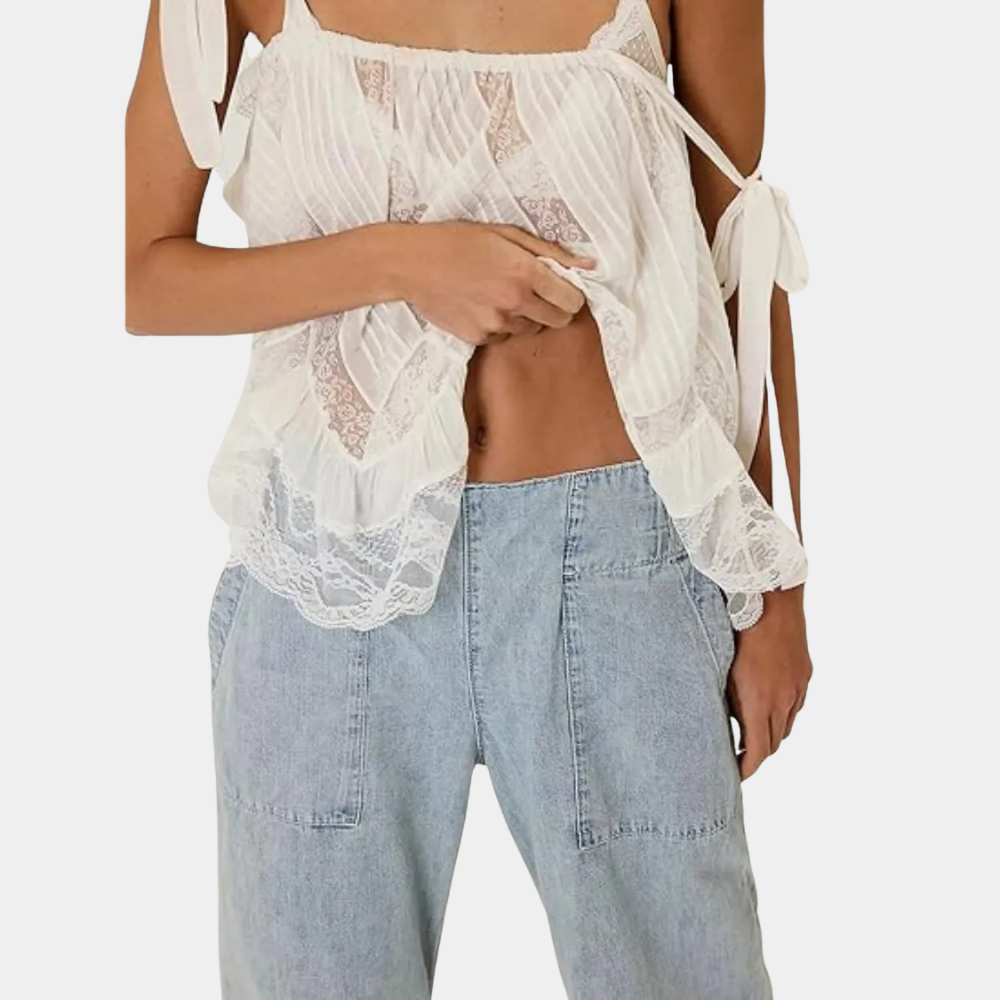 Soft Baggy Denim Pants With Pull On Style And Elastic Fit For Women
