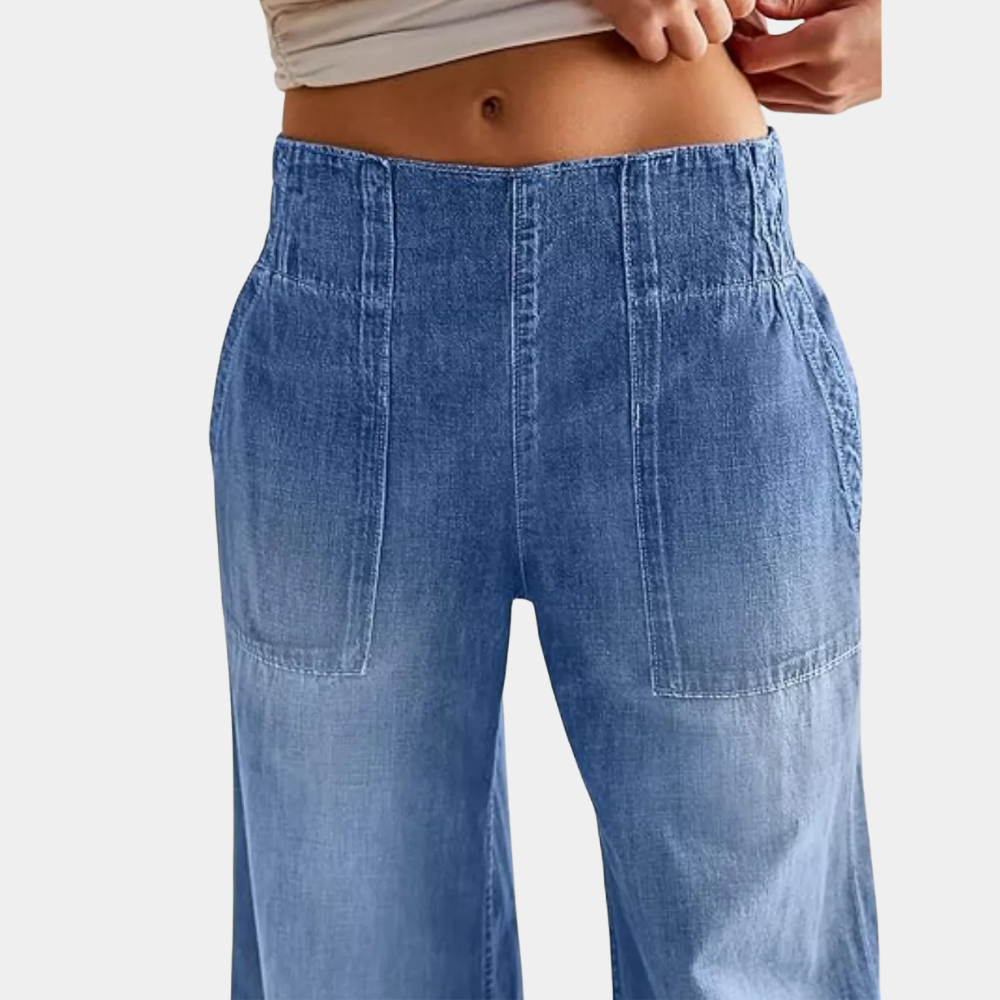 Soft Baggy Denim Pants With Pull On Style And Elastic Fit For WomenSoft Baggy Denim Pants With Pull On Style And Elastic Fit For Women - Image 11
