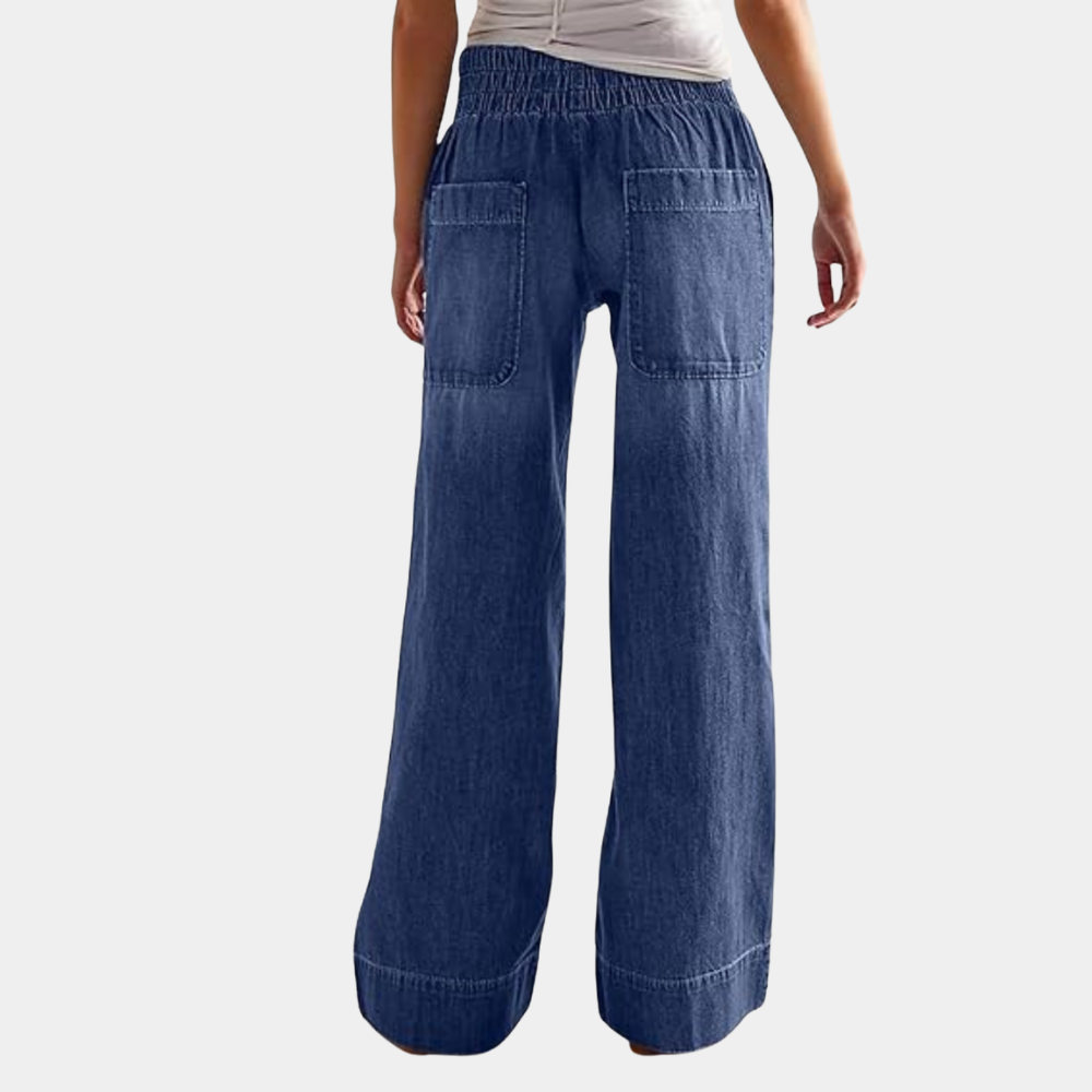 Soft Baggy Denim Pants With Pull On Style And Elastic Fit For WomenSoft Baggy Denim Pants With Pull On Style And Elastic Fit For Women - Image 12