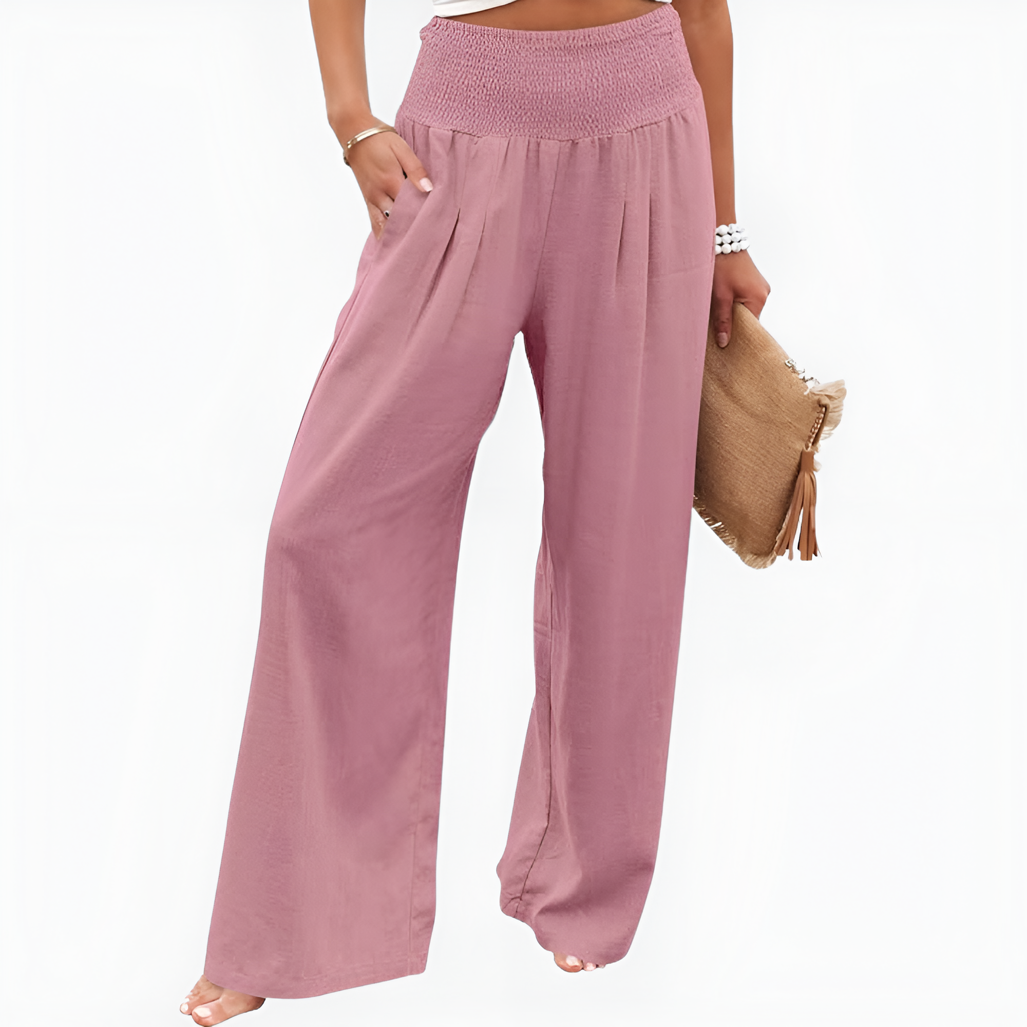 Casual Boho Wide Linen Palazzo Pants for Women 