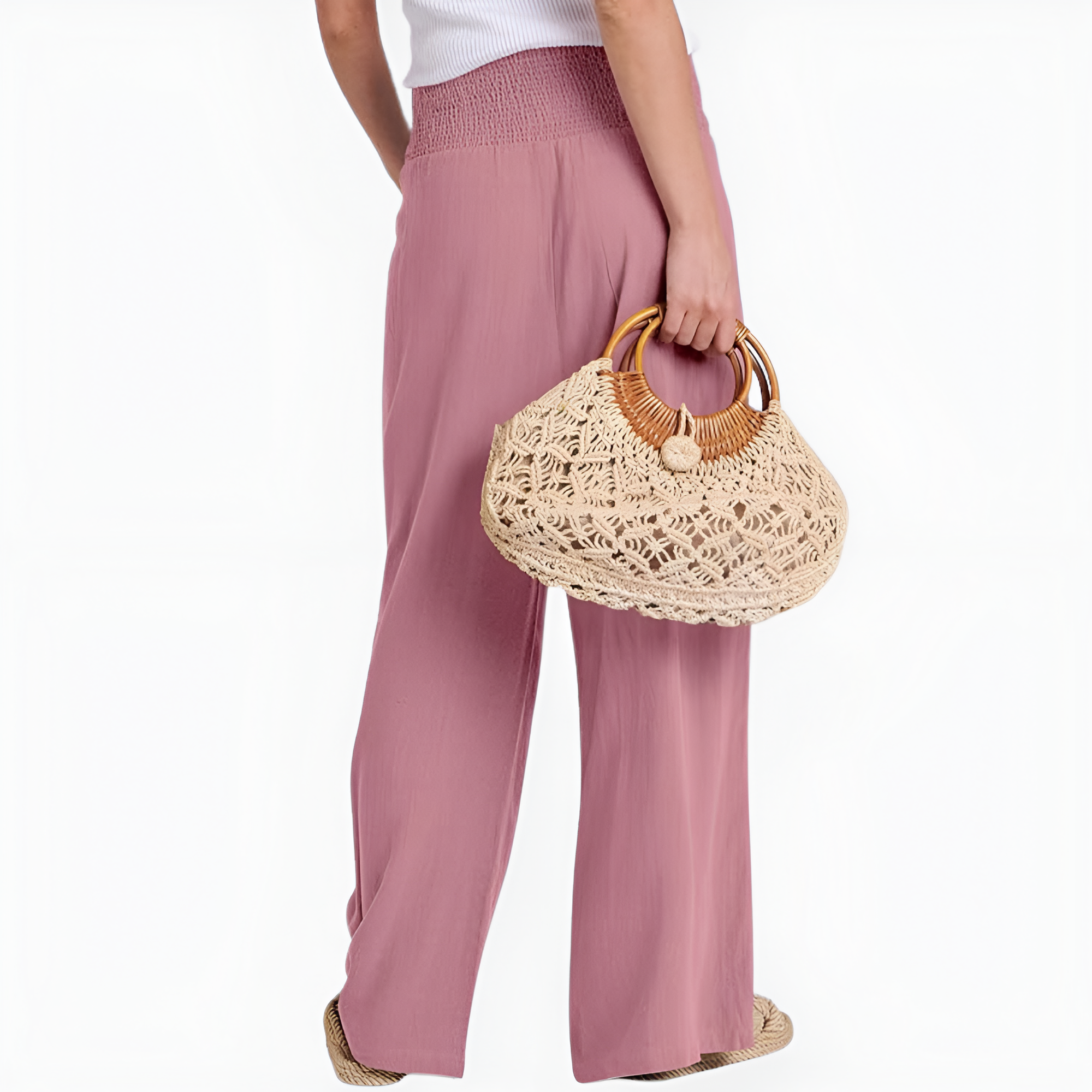Casual Boho Wide Linen Palazzo Pants for Women 