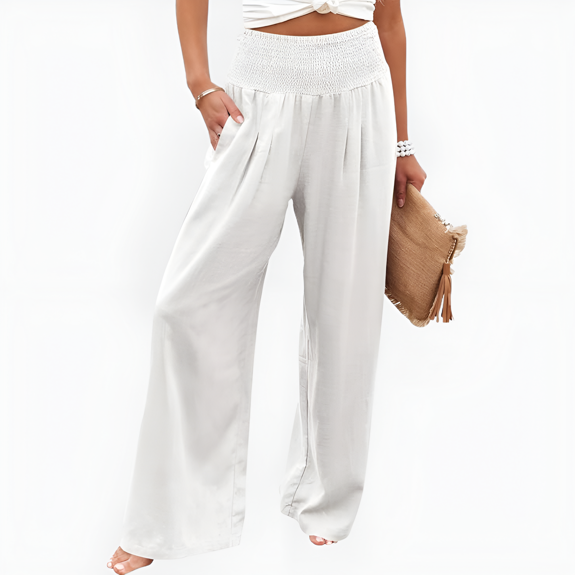 Casual Boho Wide Linen Palazzo Pants for Women 