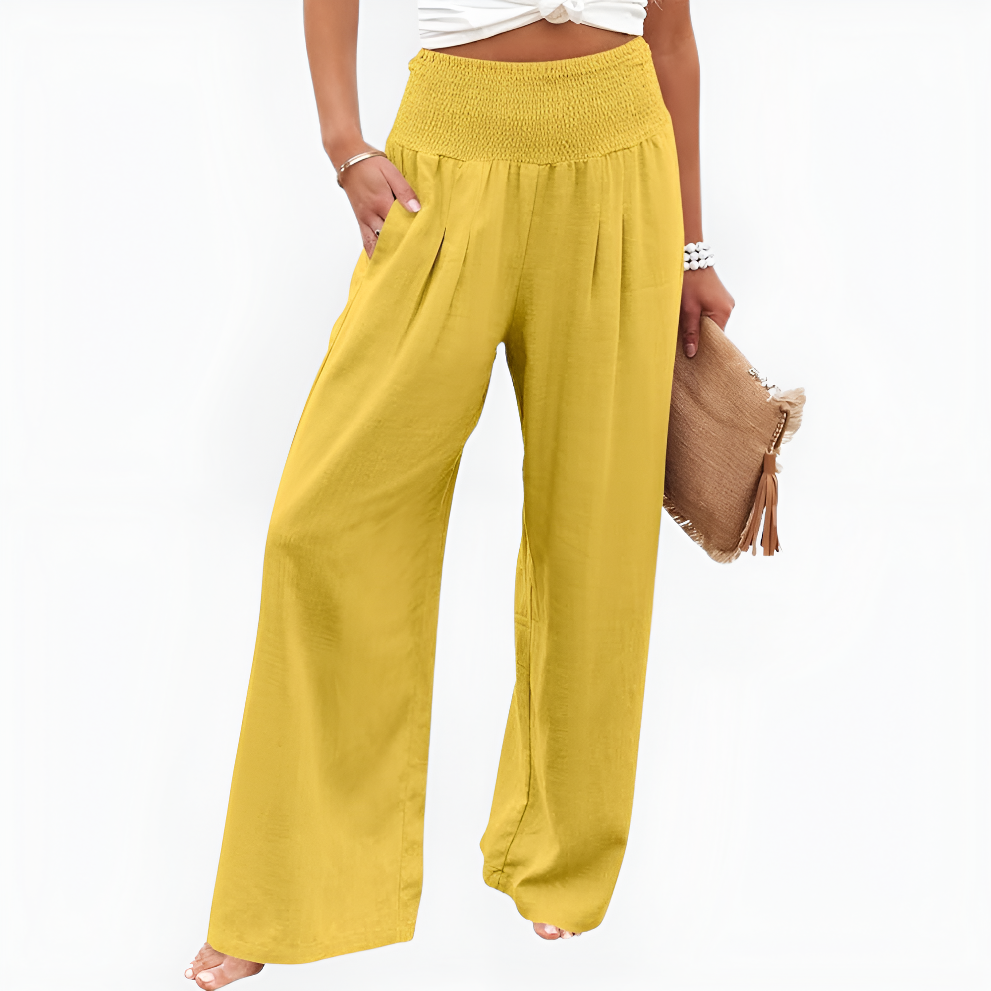 Casual Boho Wide Linen Palazzo Pants for Women 