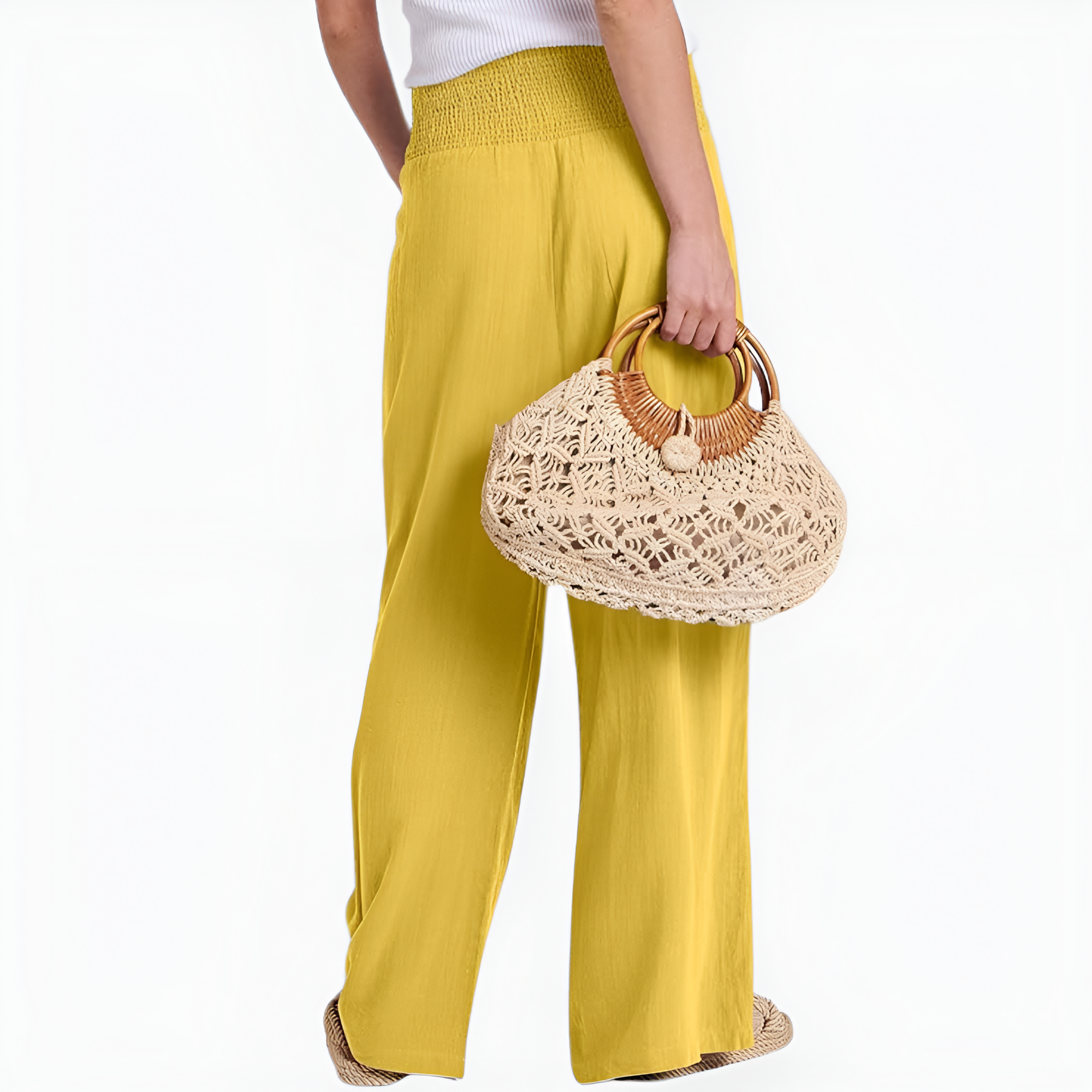 Casual Boho Wide Linen Palazzo Pants for Women 