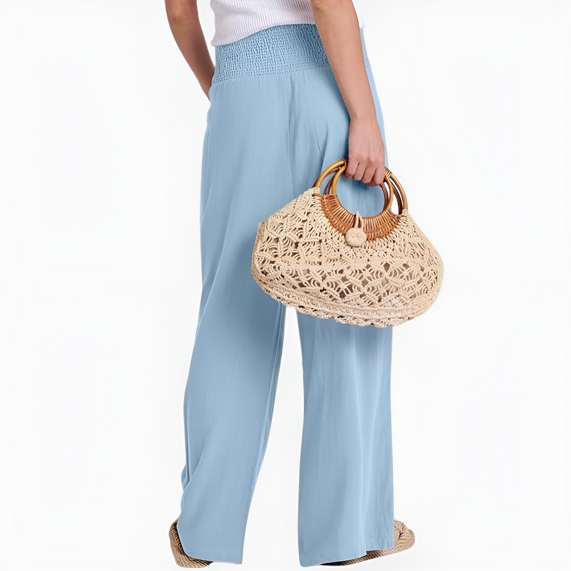 Casual Boho Wide Linen Palazzo Pants for Women 