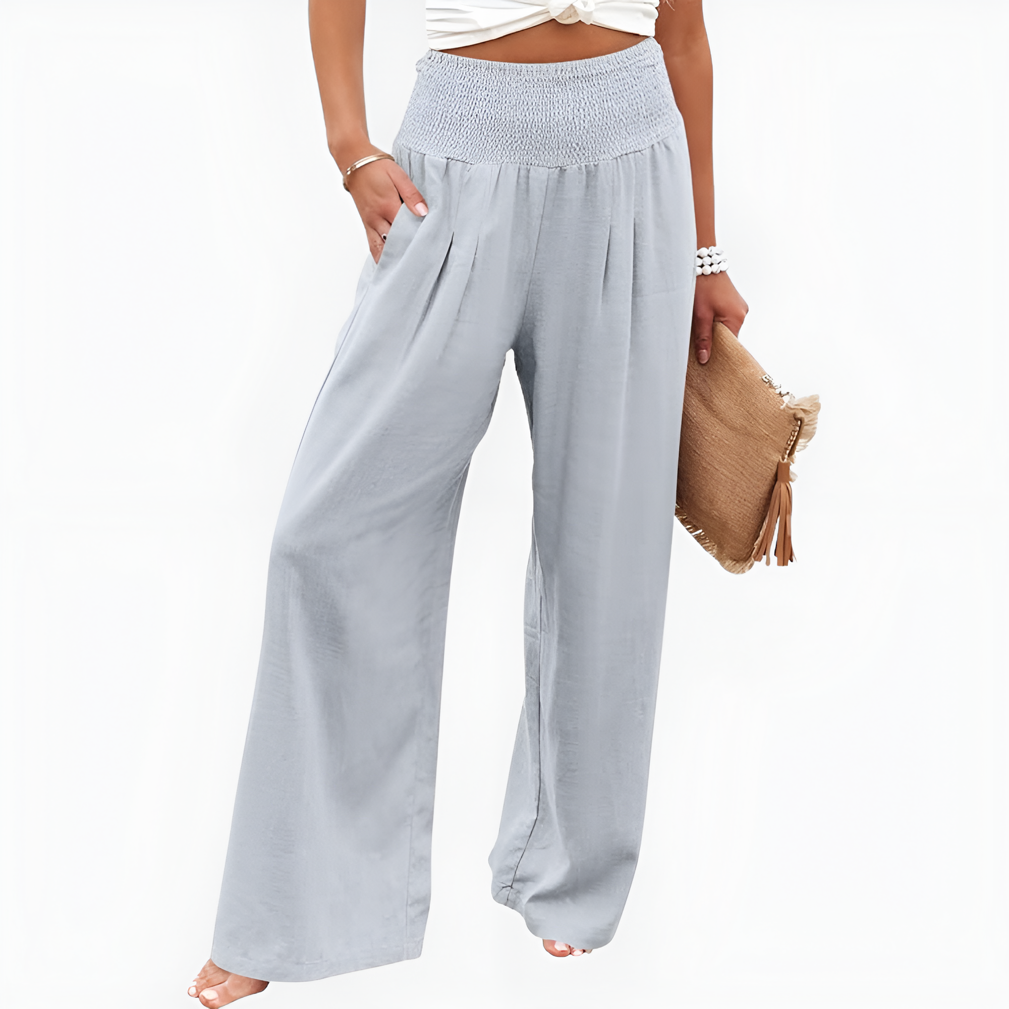 Casual Boho Wide Linen Palazzo Pants for Women 