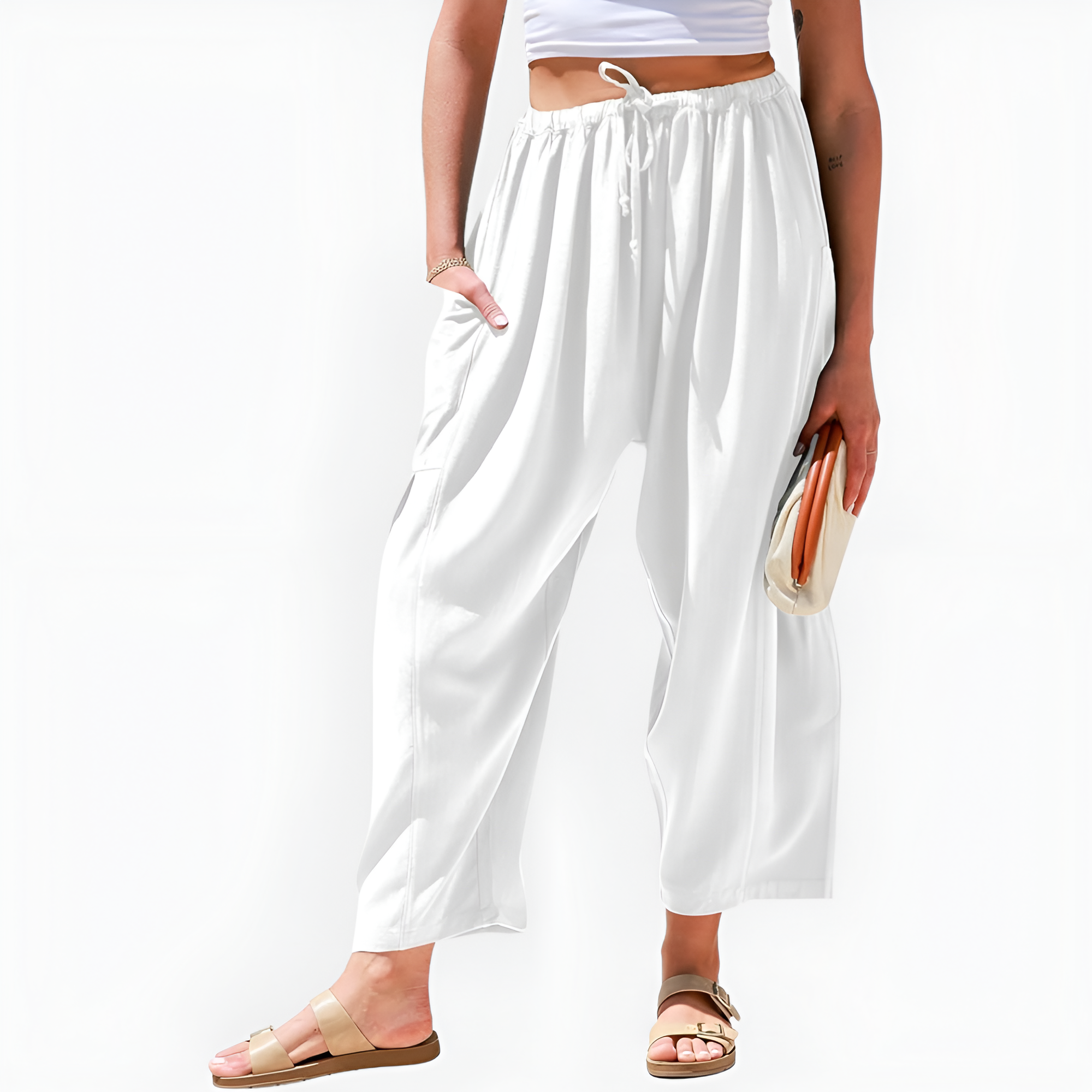 Wide Drawstring Palazzo Harem Pants For Women