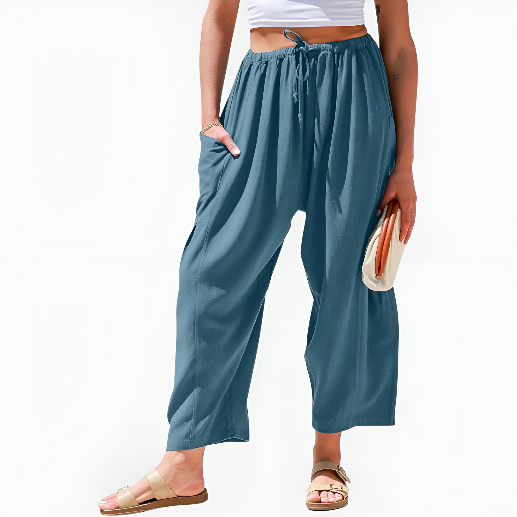 Wide Drawstring Palazzo Harem Pants For Women