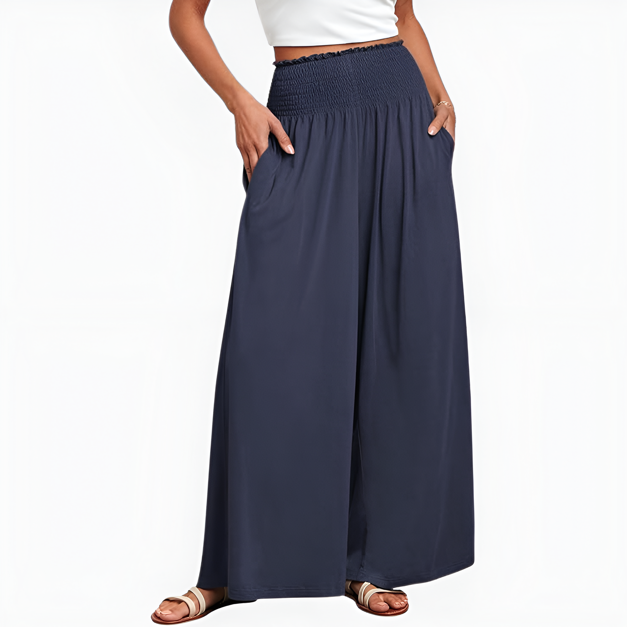Smocked Bagyy Palazzo Summer Lounge Pants For Women
