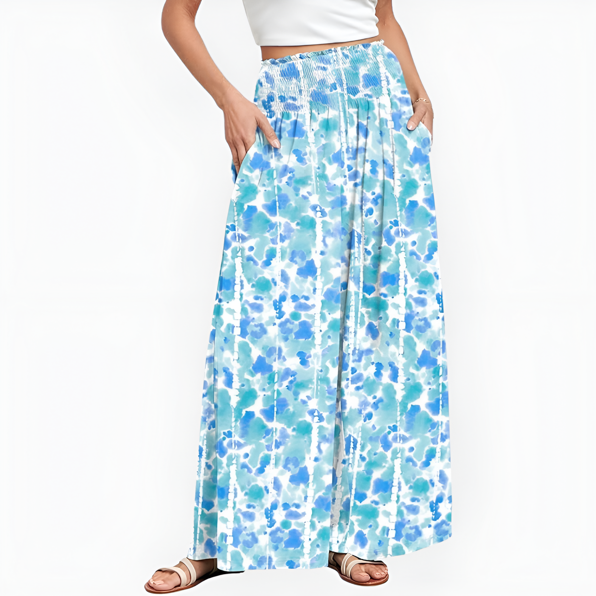 Smocked Bagyy Palazzo Summer Lounge Pants For Women