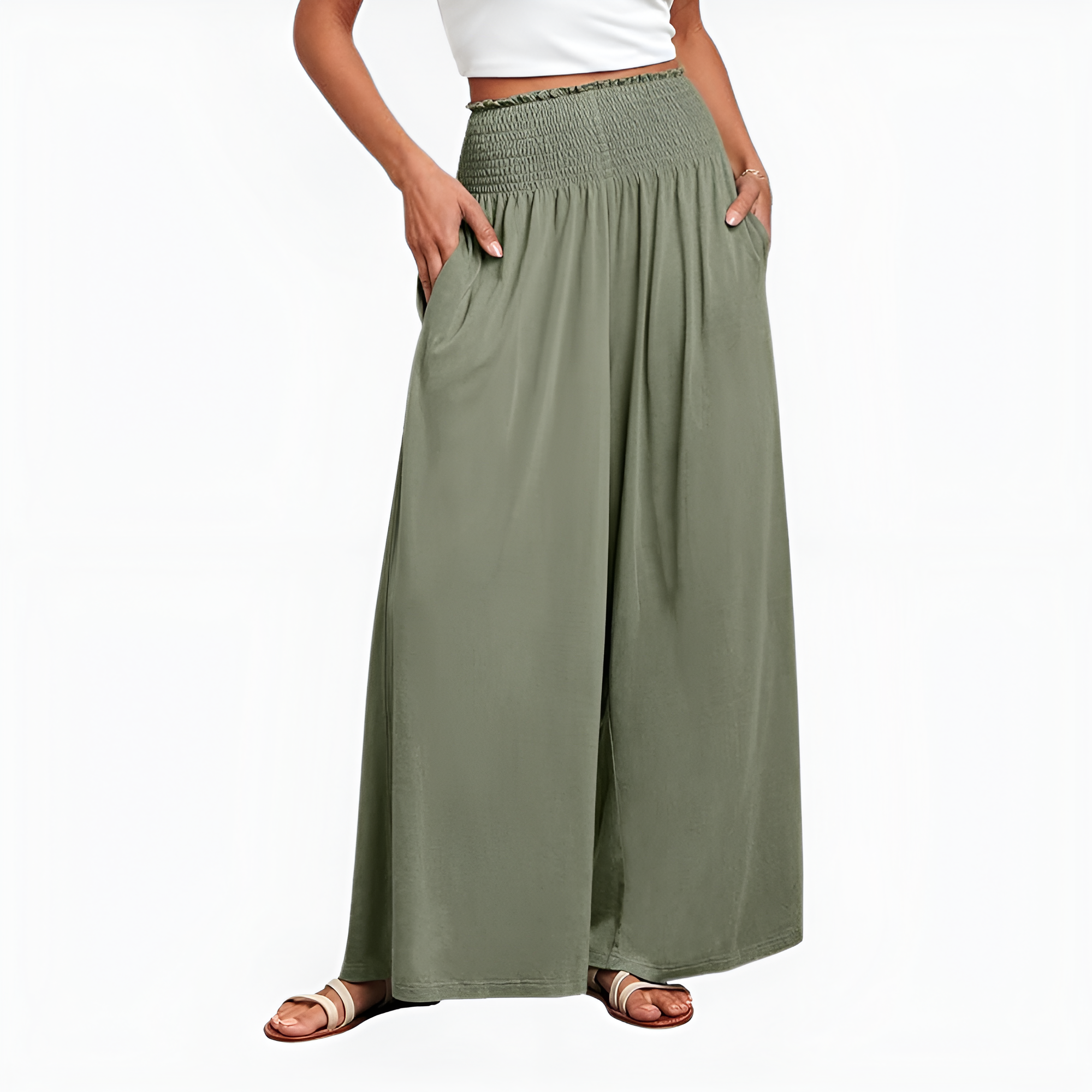 Smocked Bagyy Palazzo Summer Lounge Pants For Women