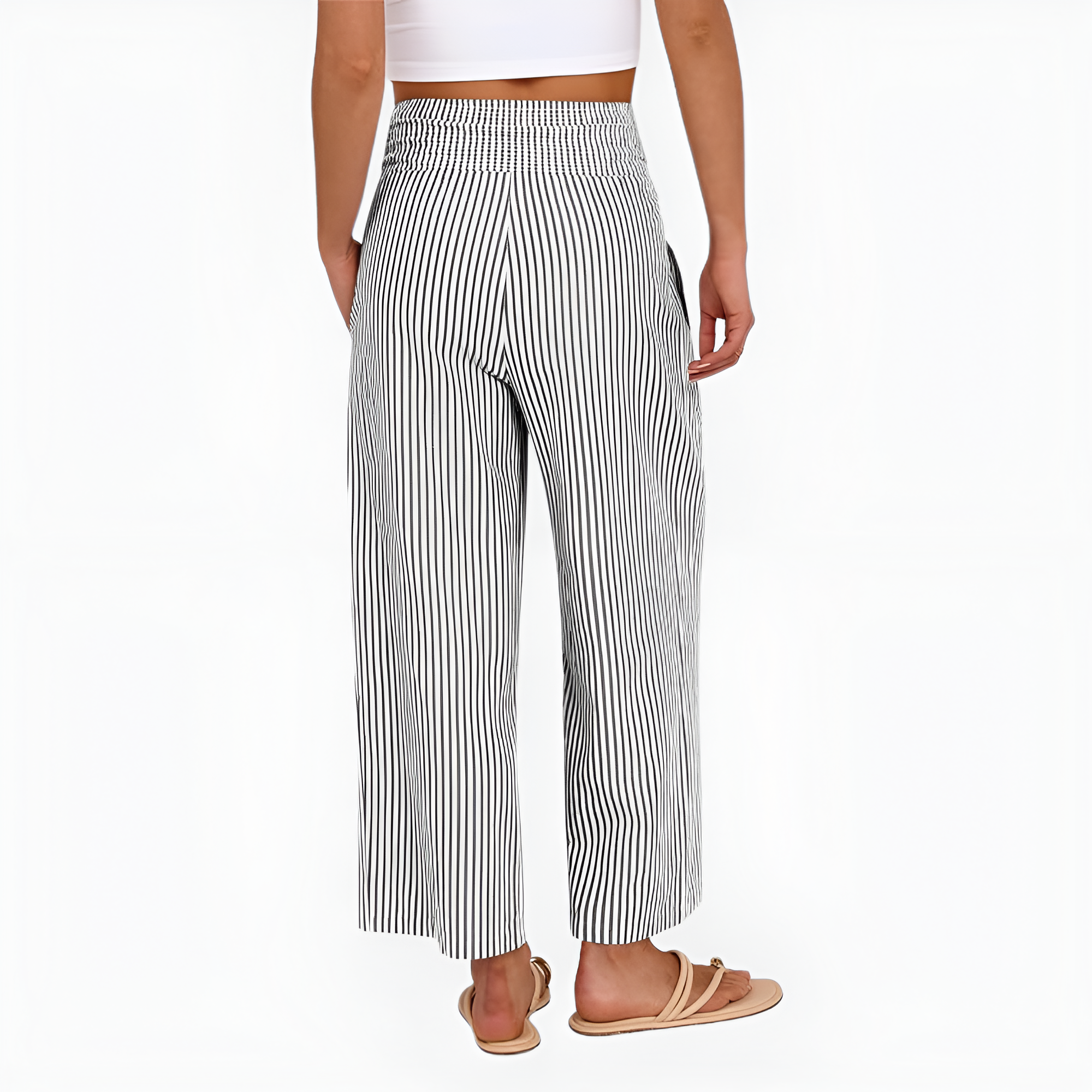Printed Wide Fit Casual Pants With Pockets For Women