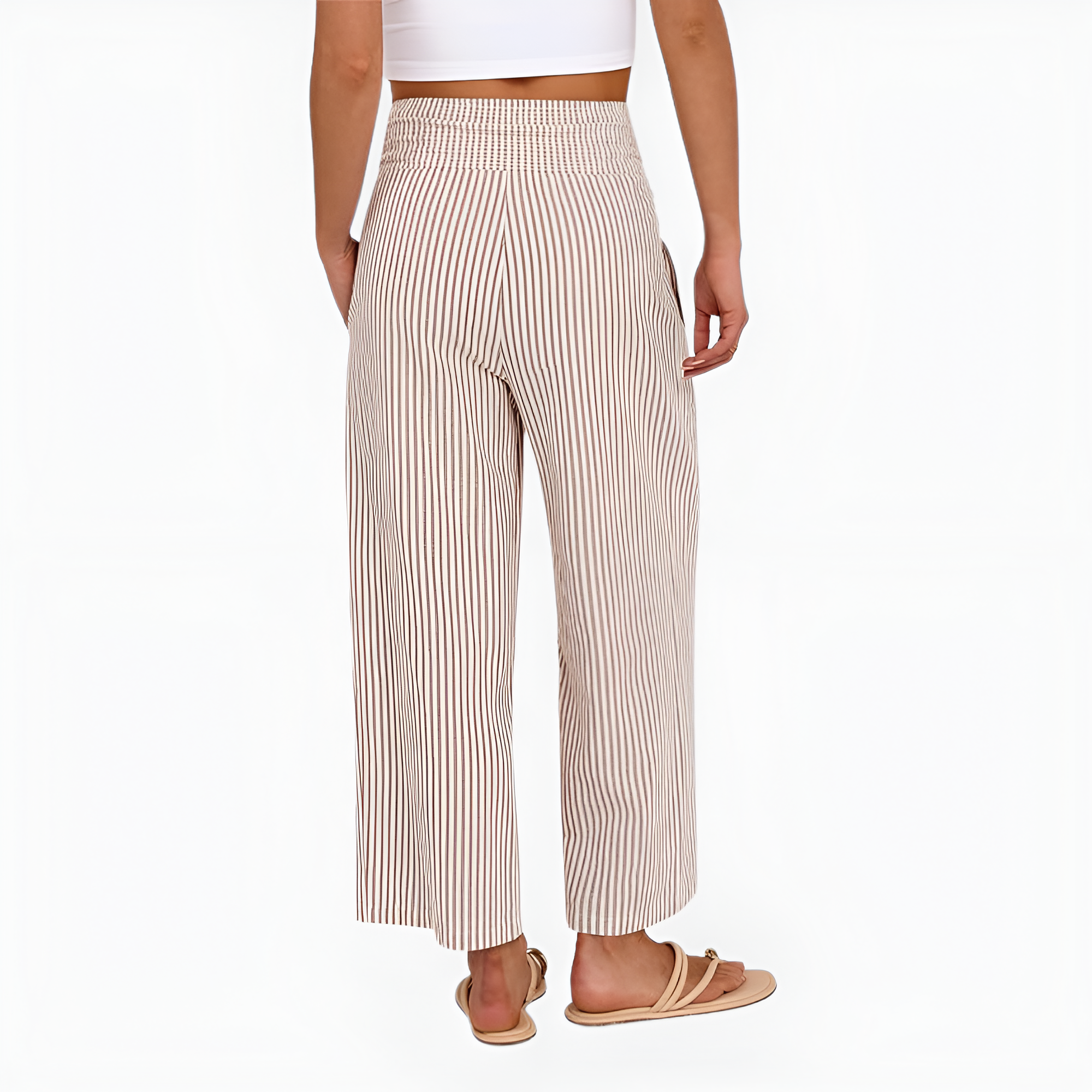 Printed Wide Fit Casual Pants With Pockets For Women