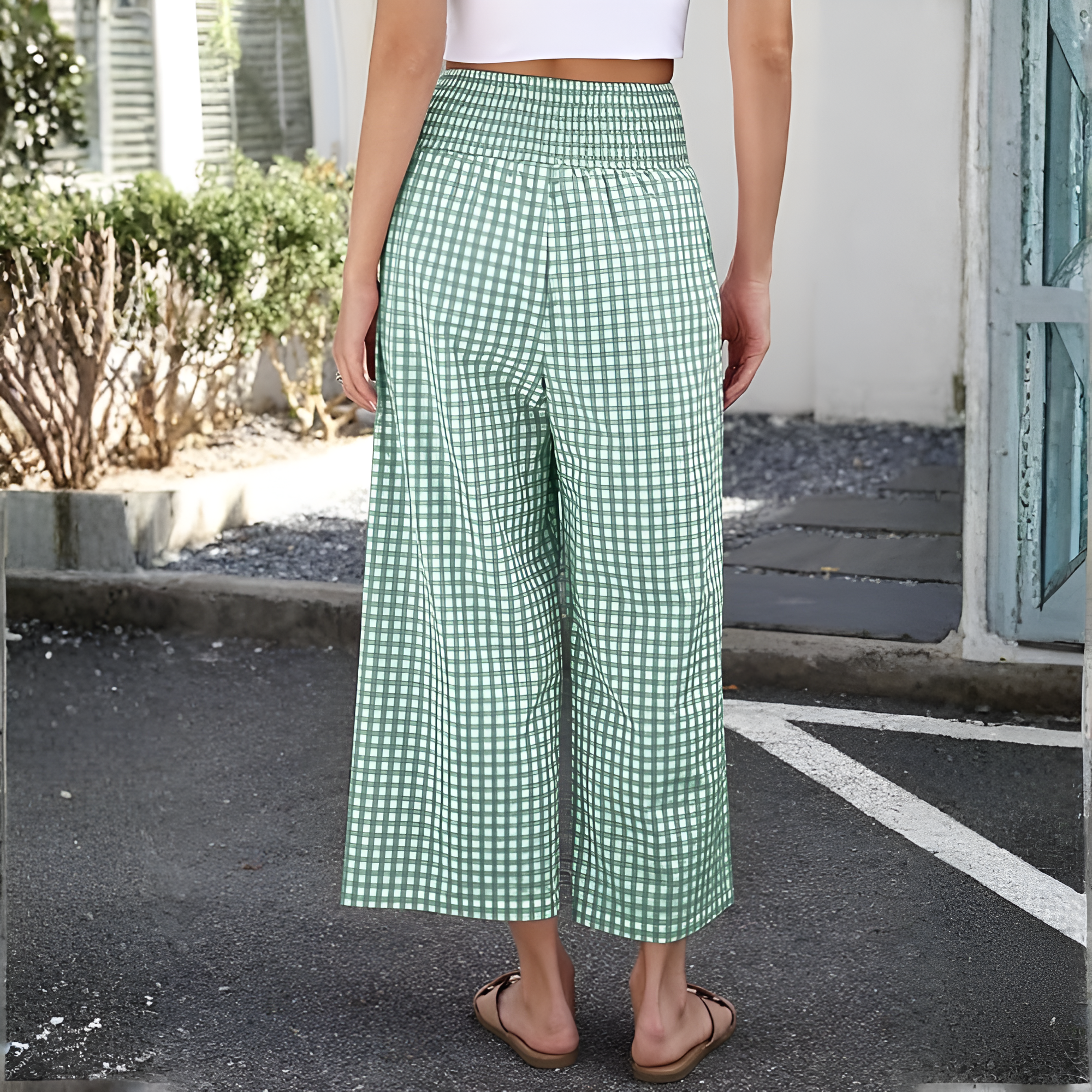 Printed Wide Fit Casual Pants With Pockets For Women