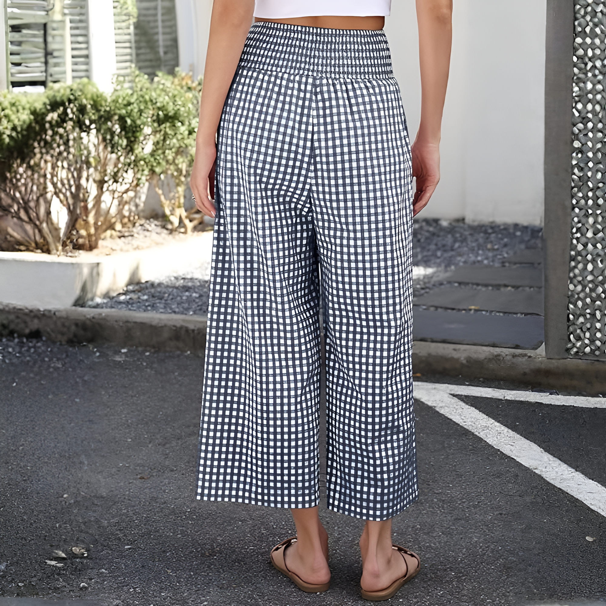 Printed Wide Fit Casual Pants With Pockets For Women
