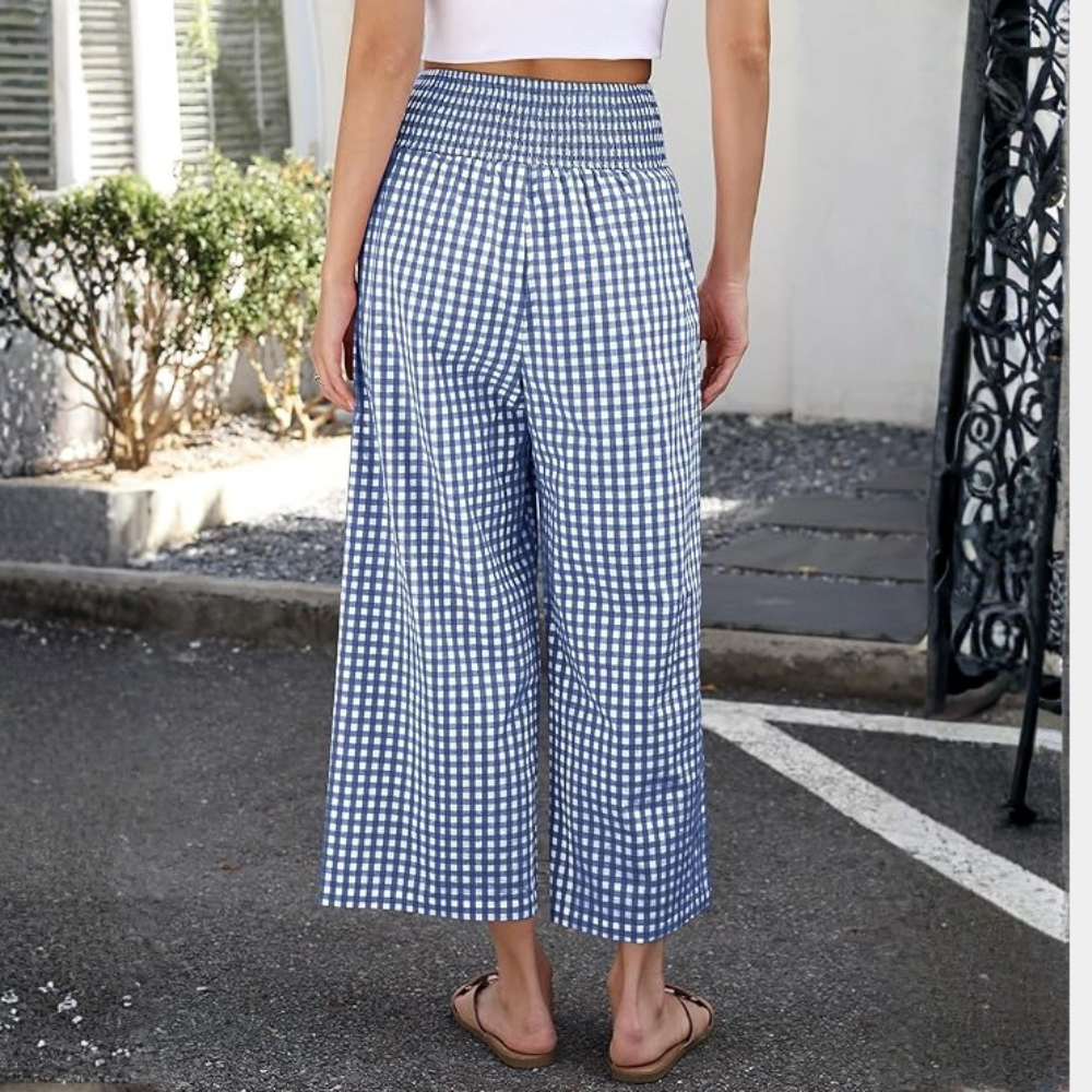 Printed Wide Fit Casual Pants With Pockets For Women