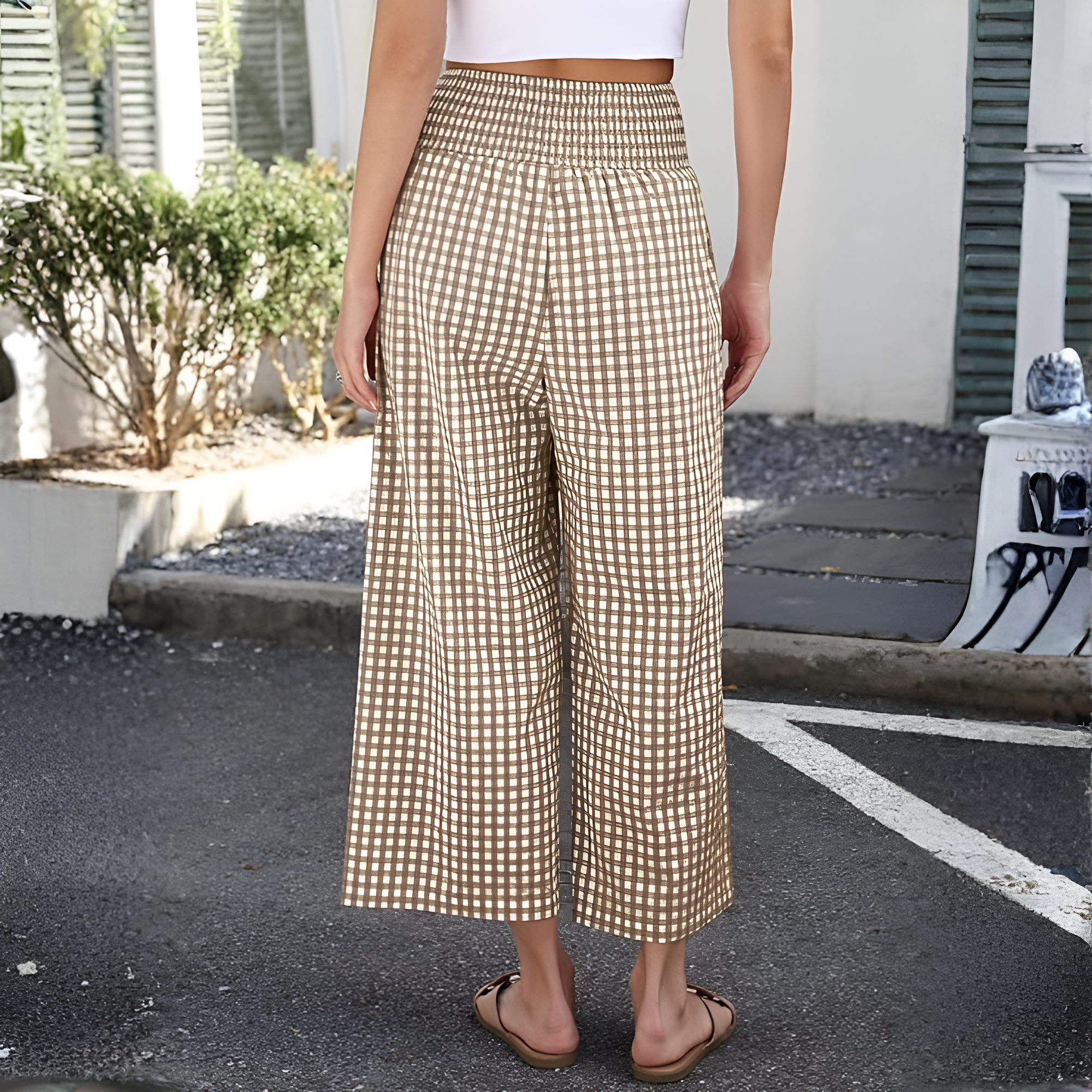 Printed Wide Fit Casual Pants With Pockets For Women
