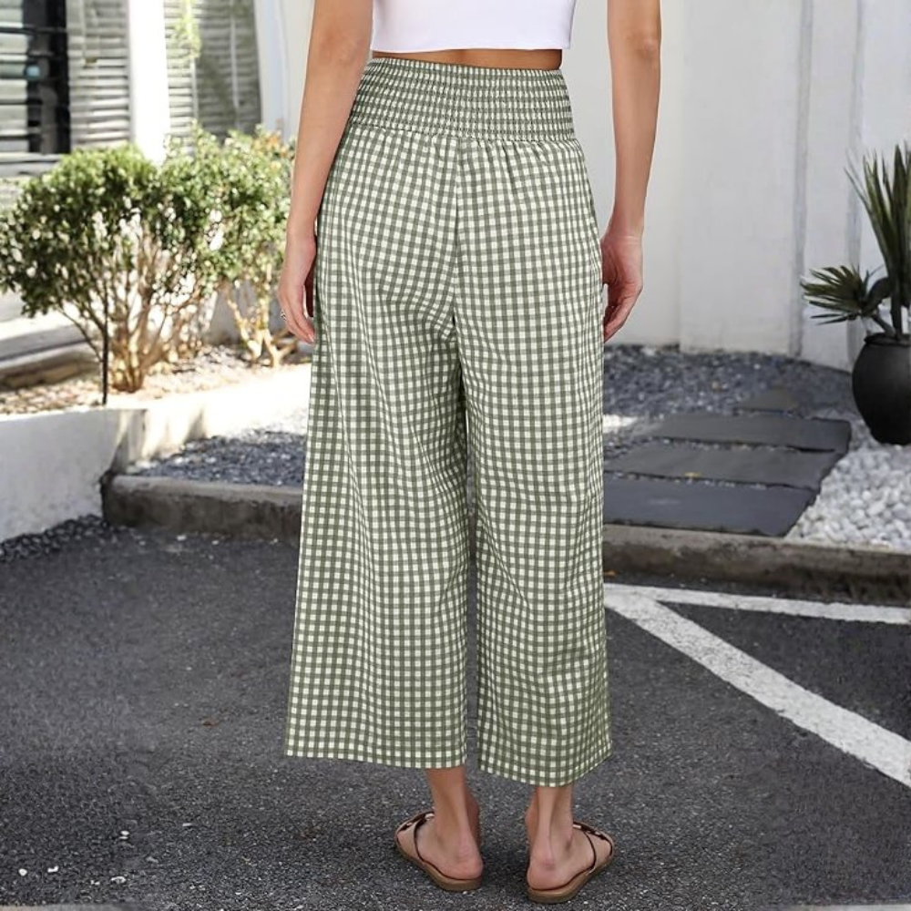 Printed Wide Fit Casual Pants With Pockets For Women