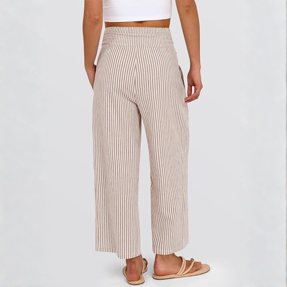 Printed Wide Fit Casual Pants With Pockets For Women