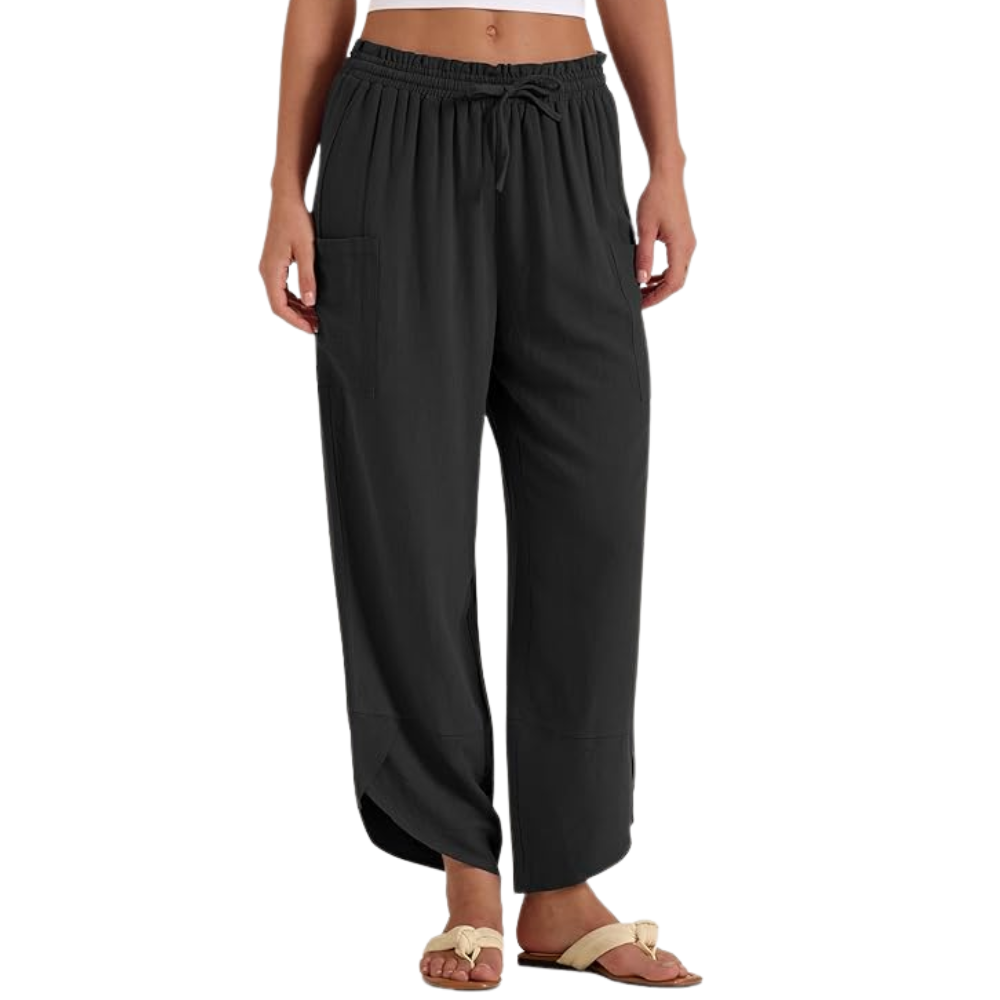 Wide Rise Casual Boho Capri Palazzo Pants For Women With Pockets