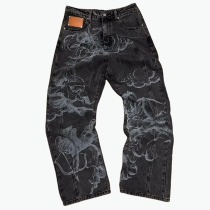 Deo Volente Angel Embroidered Denim Jeans