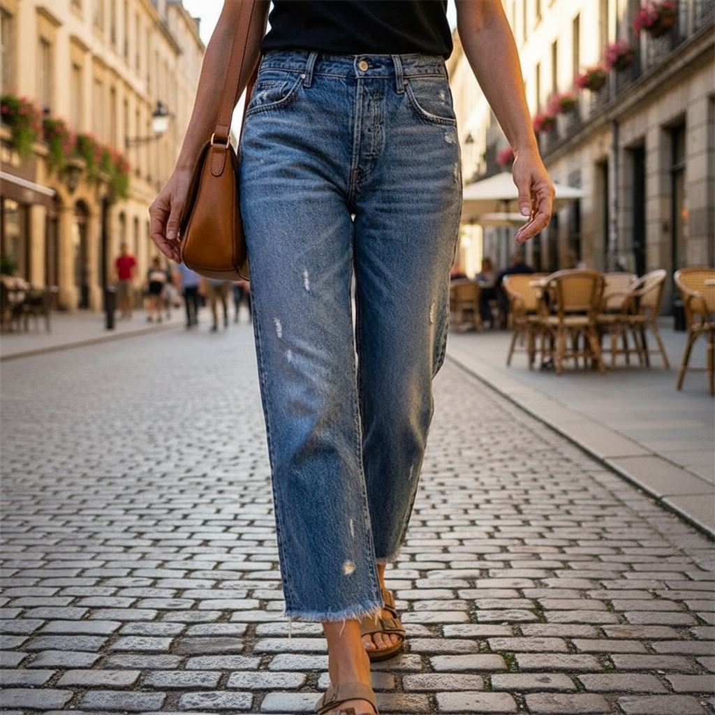 Retro Cropped Straight Fit Jeans For Casual Everyday Wear