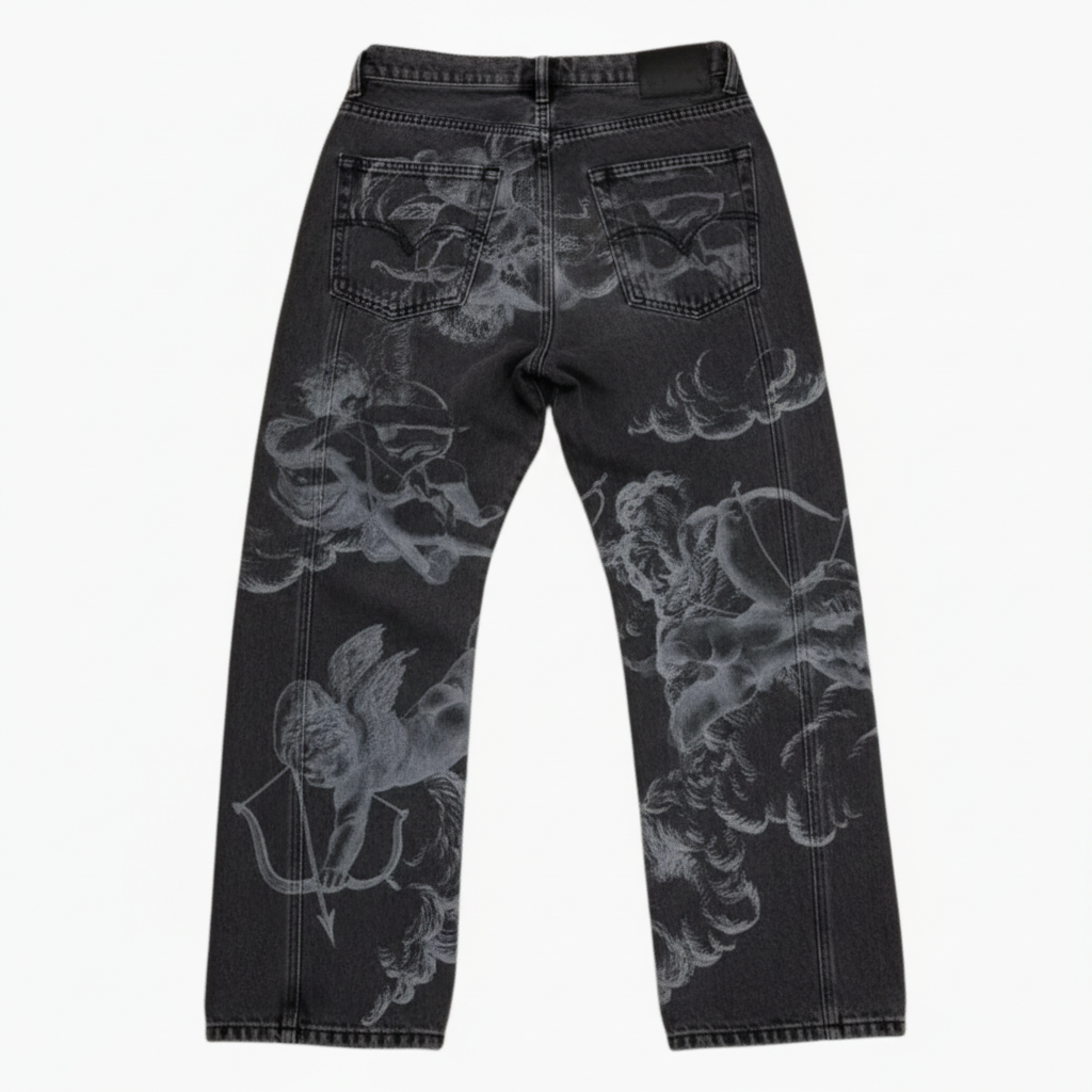 Deo Volente Angel Embroidered Denim Jeans
