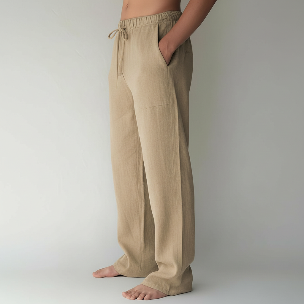 Summer Beach Drawstring Linen Pants for MenSummer Casual Loose Fit Beach Pants With Elastic Drawstring For Men - Image 41